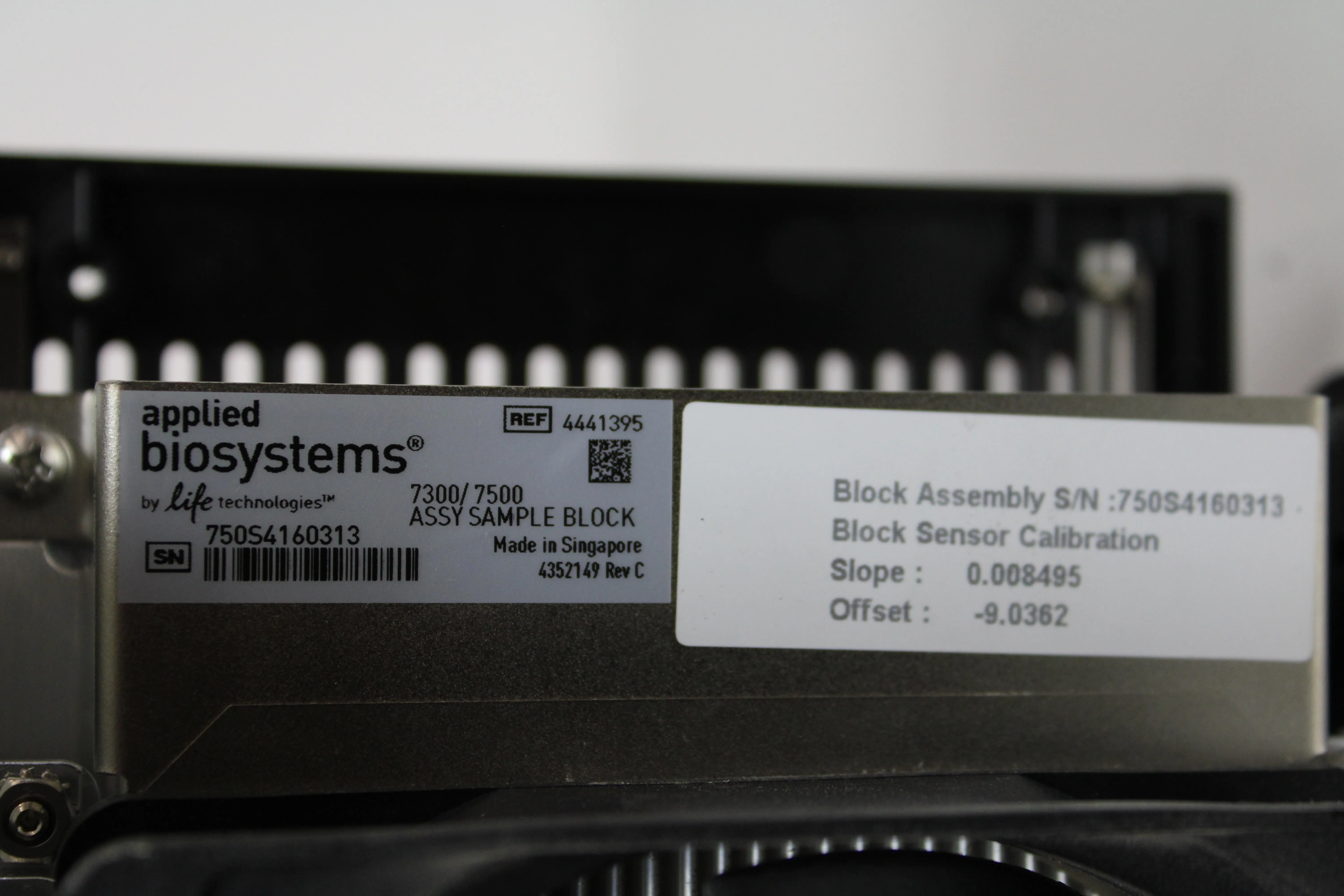 Applied Biosystems 7300/7500 Assembly Sample Block For PCR PN 4441395