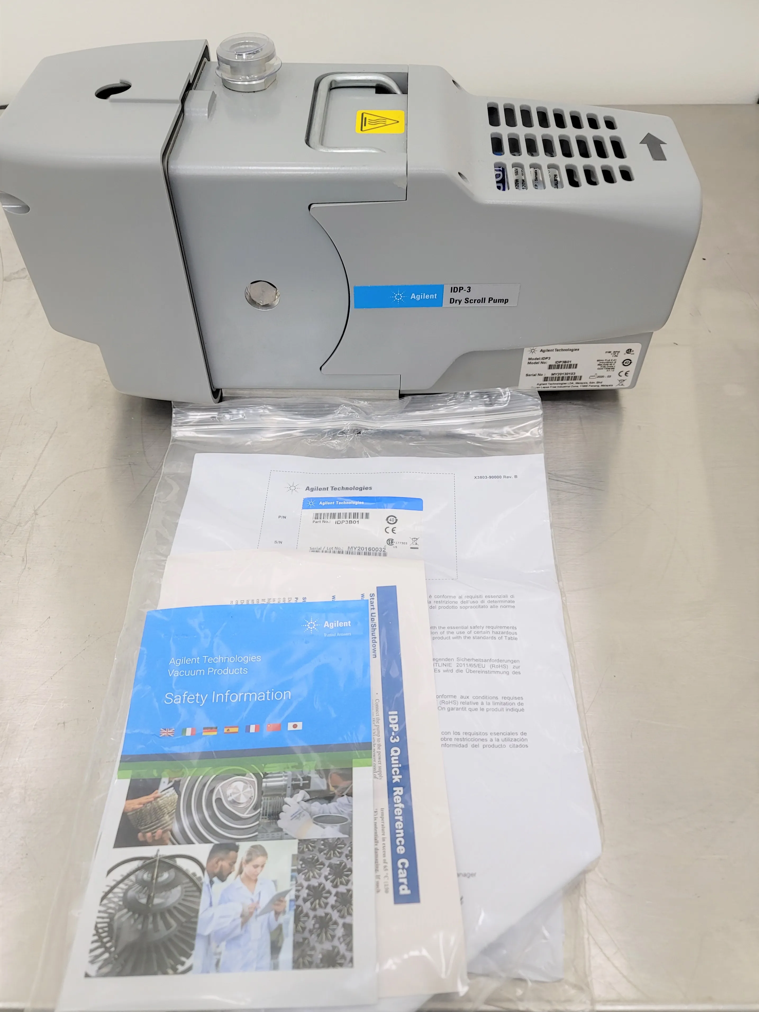 Agilent IDP-3 Dry Scroll Vacuum Pump 120V 50/60Hz