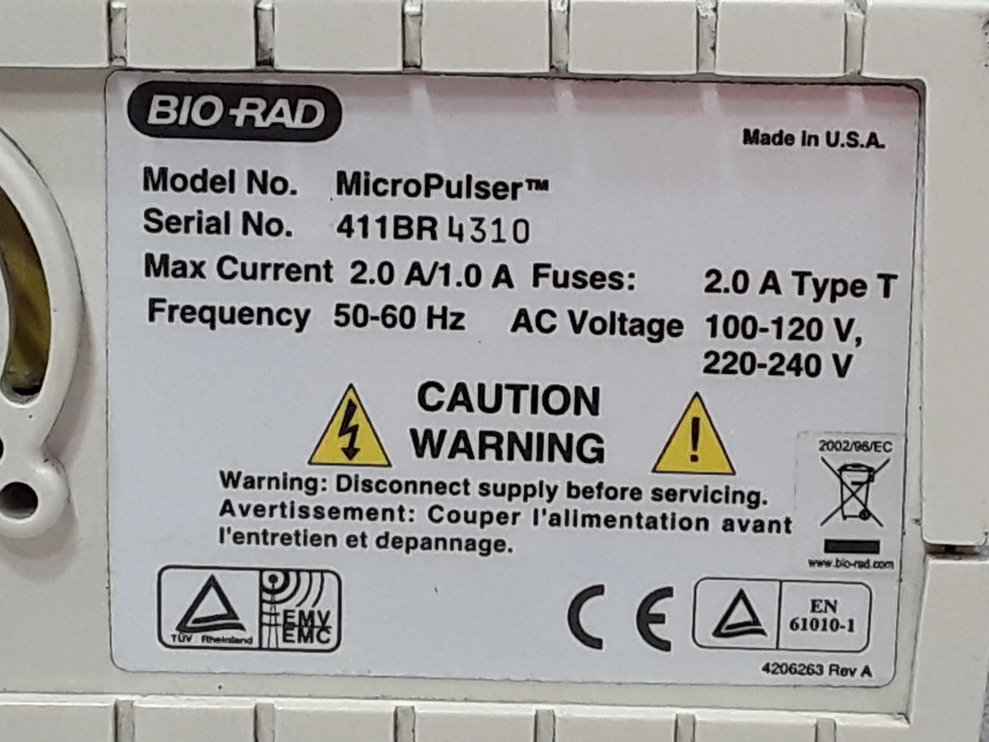 BIO-RAD MicroPulser Electroporation Apparatus