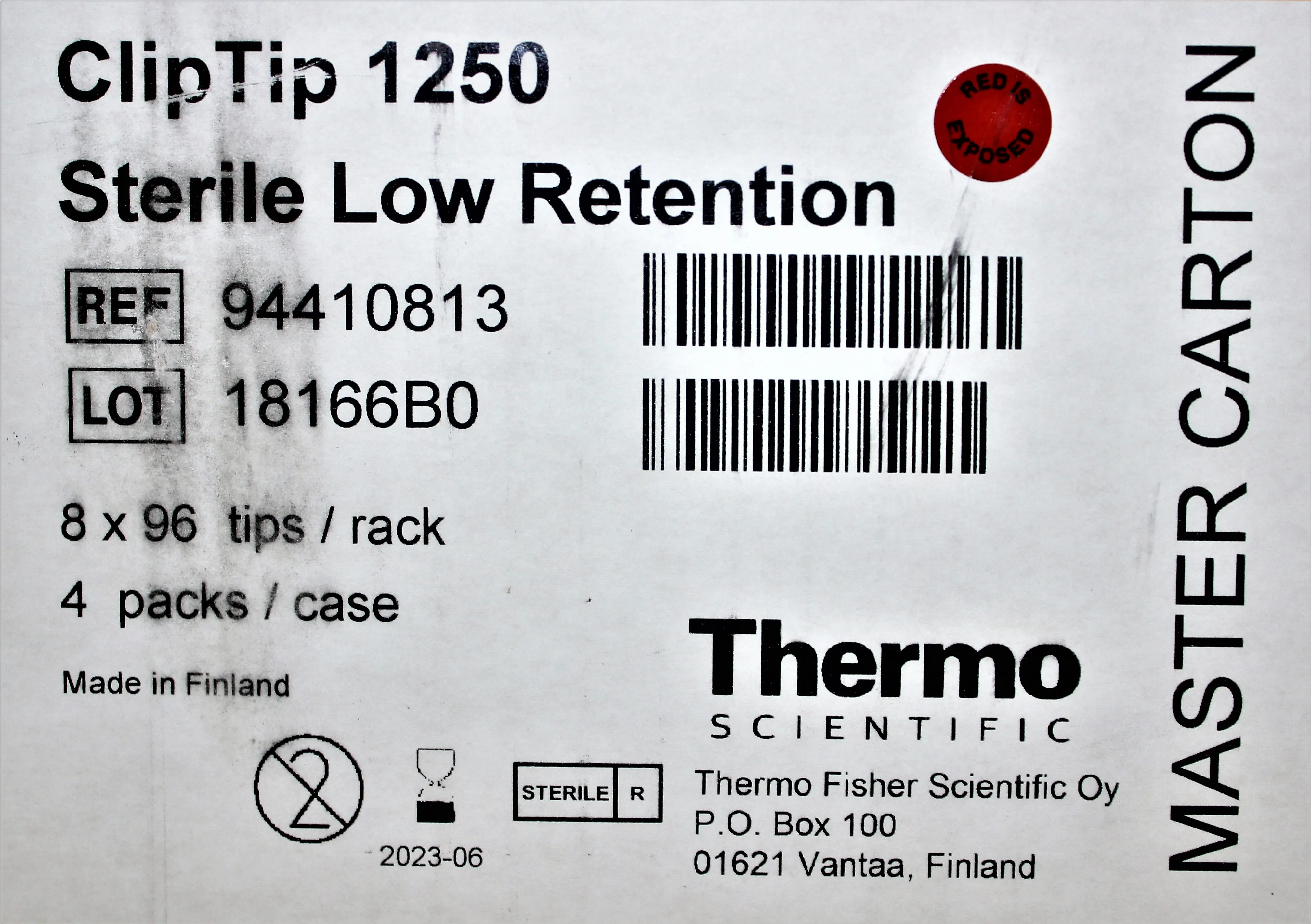 Thermo Scientific Clip Tip 1250 Sterile Low Retention 8 X 96 tips/rack, Box of 3