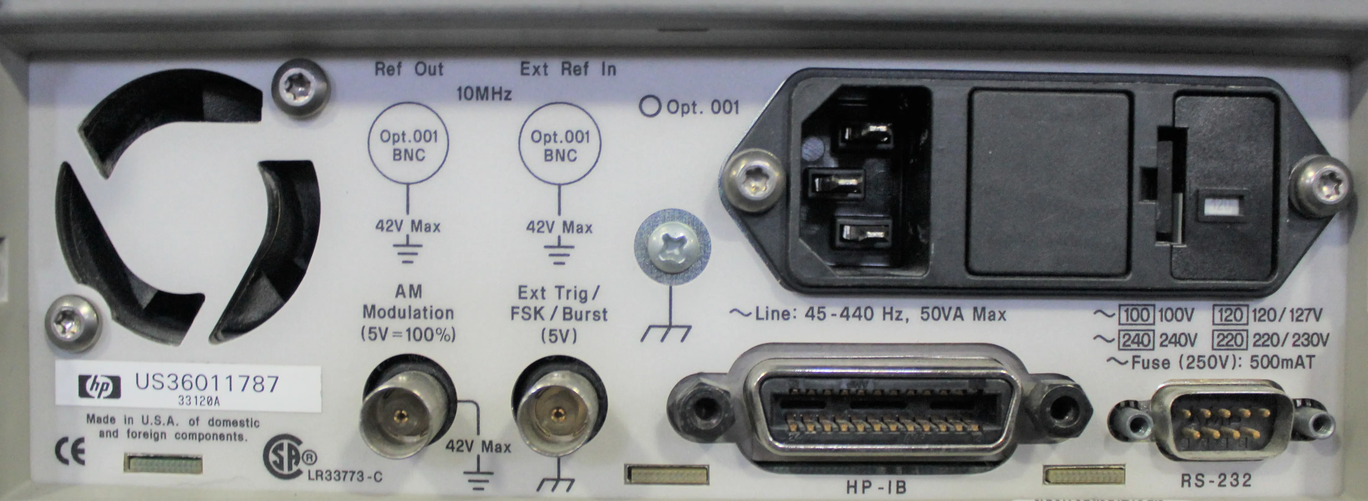 Hewlett Packard 33120A Function/Arbitrary Waveform Generator