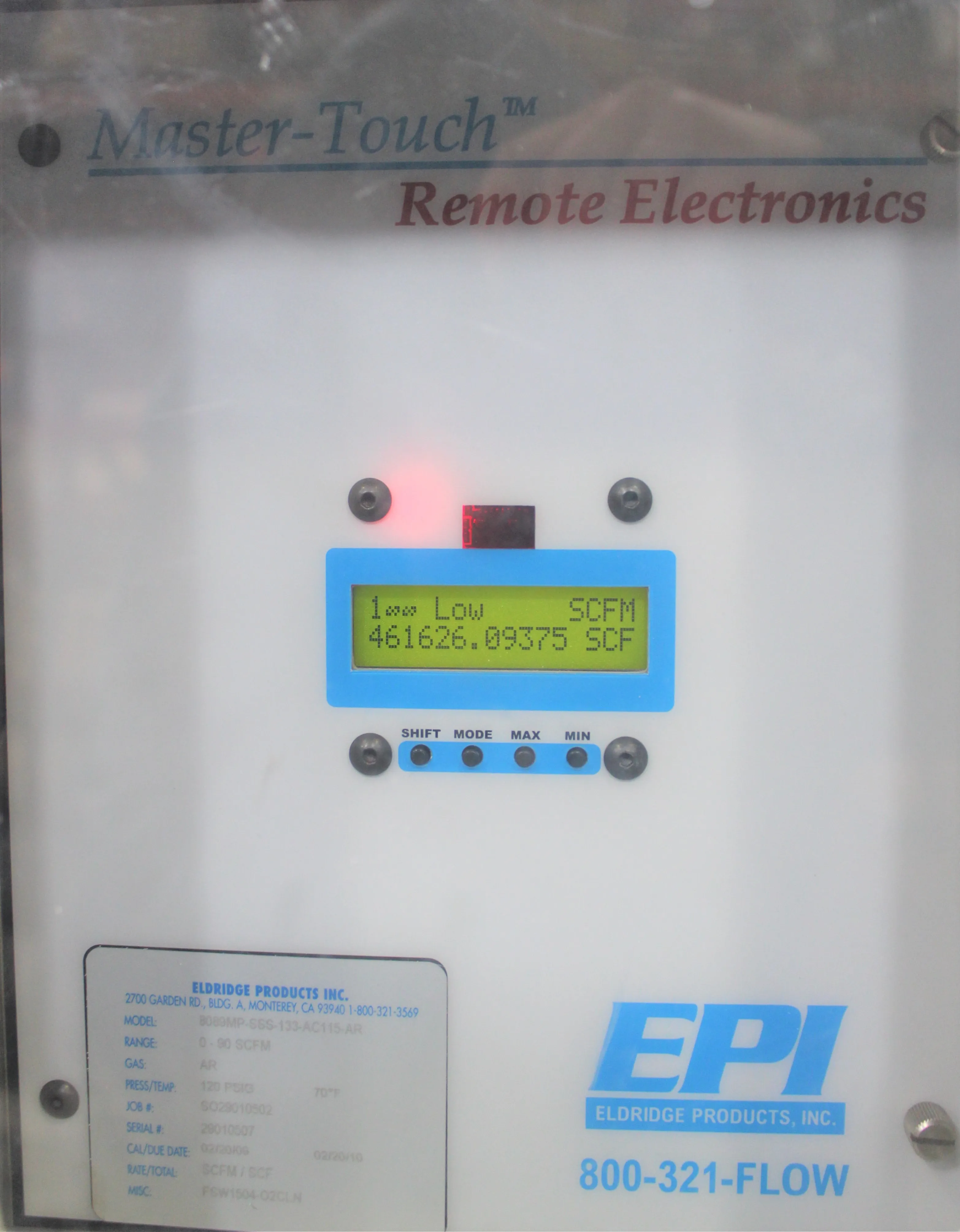 EPI 8089MP-SSS-133-AC115-AR Thermal Mass Flow Meter with LCD Display