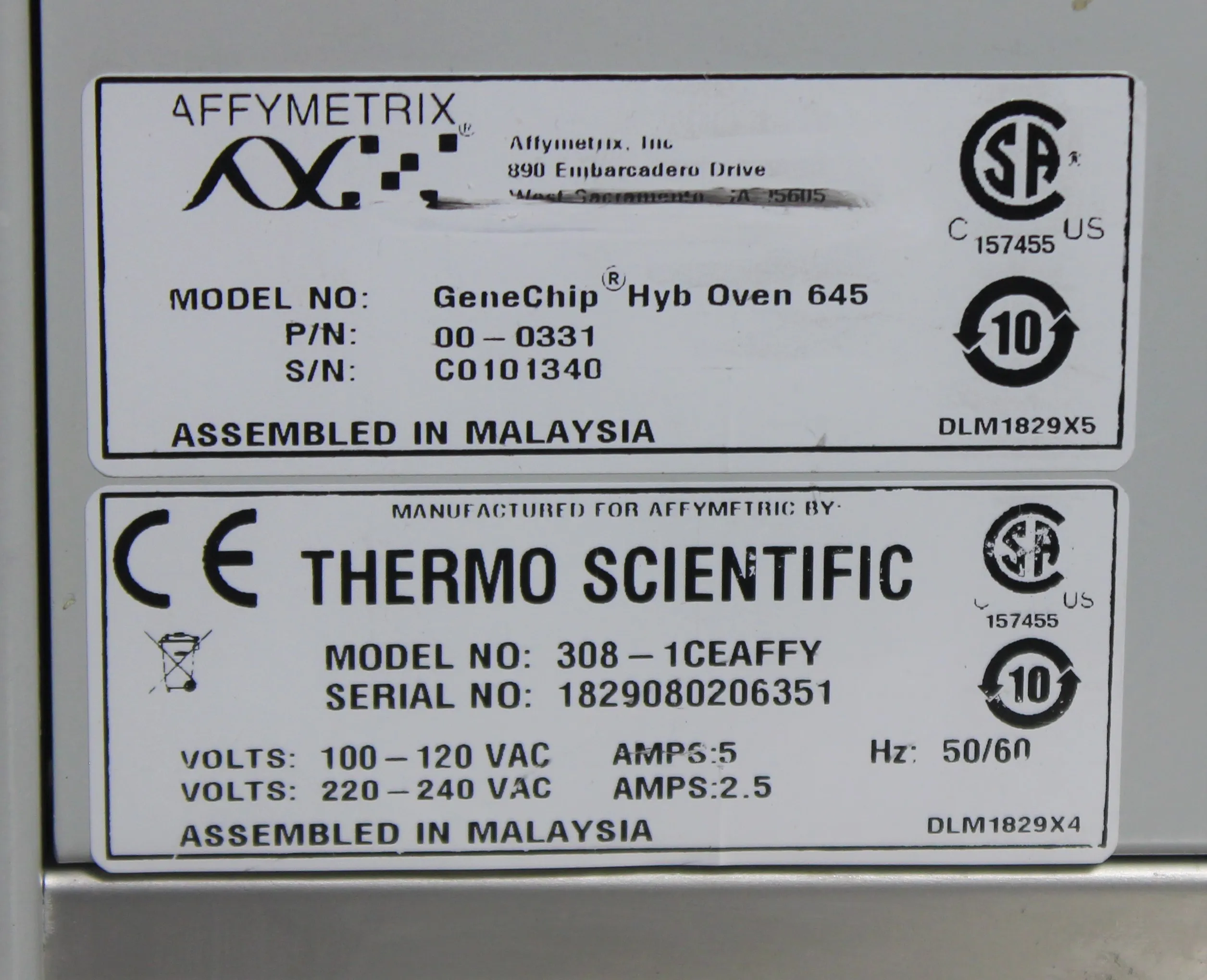 Affymetrix GeneChip Hybridization Oven 308-1CEAFFY - Used