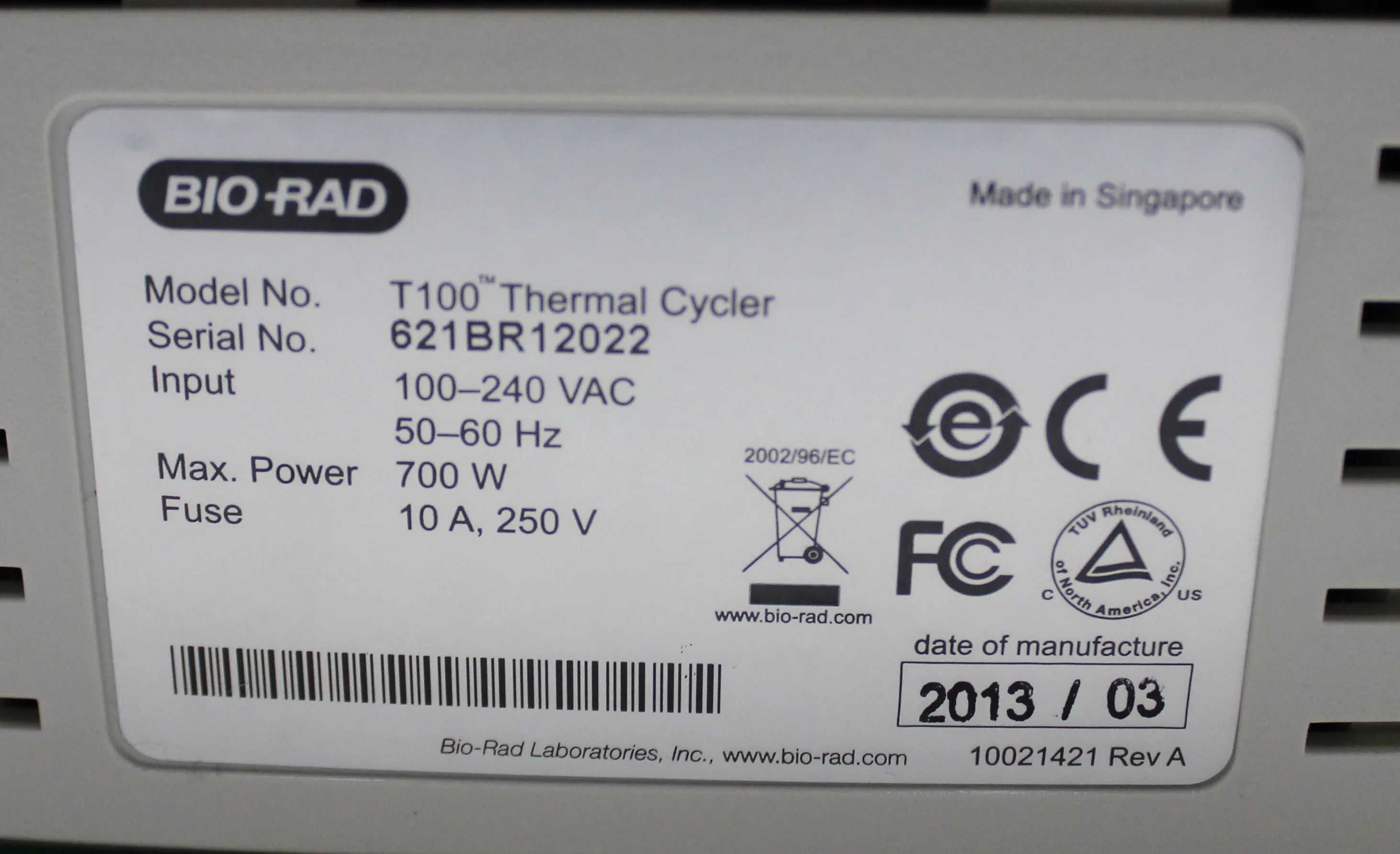 BIO-RAD T100 Thermal Cycler PCR Molecular Biology