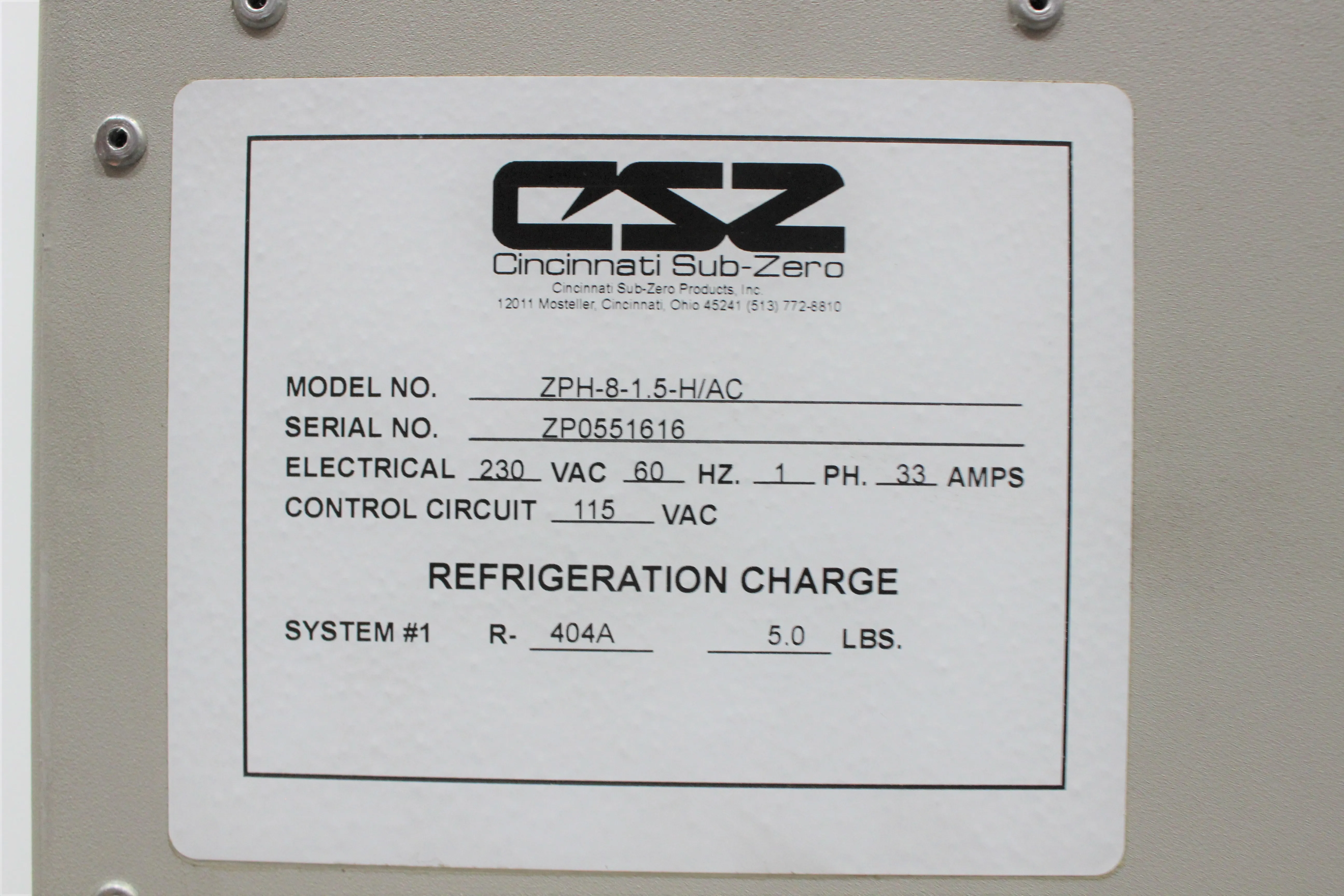 Cincinnati Sub-Zero ZPH-8 Temperature & Humidity Chamber