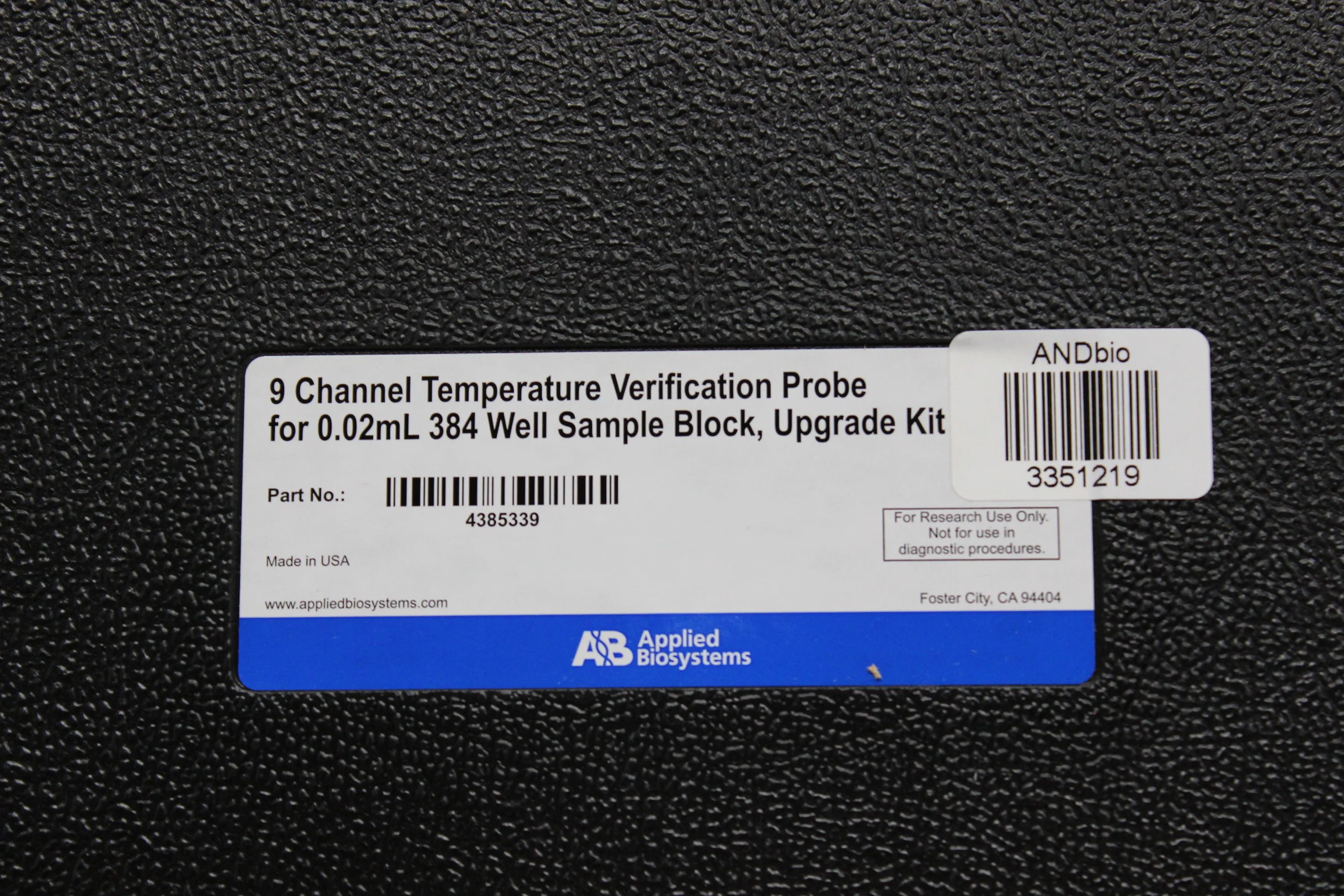 Applied Biosystems 9-Channel Temperature Verification Probe 4385339