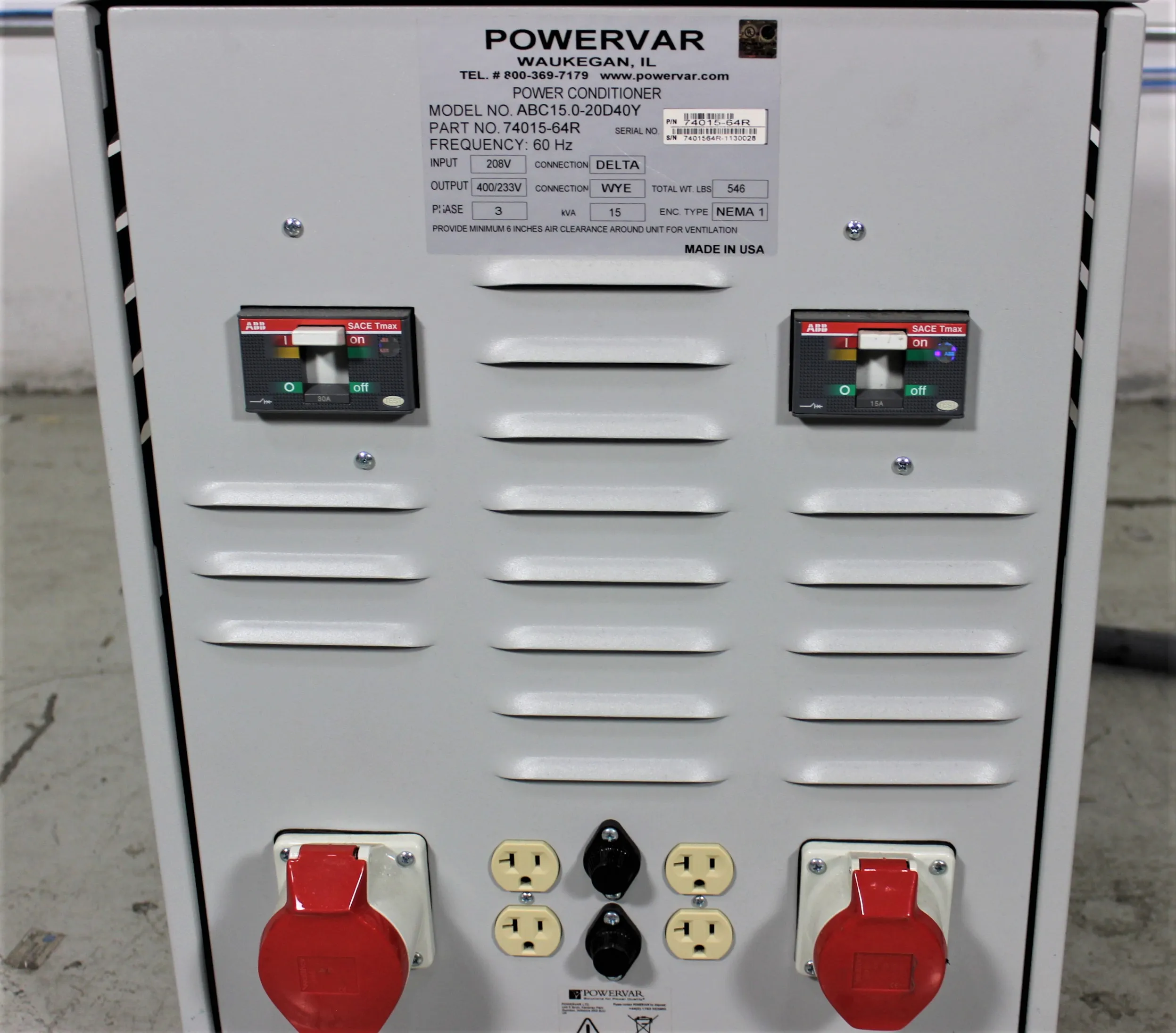 Powervar Series 2000 GPI Global Power Conditioner Interface Model ABC 15.0-20D40Y