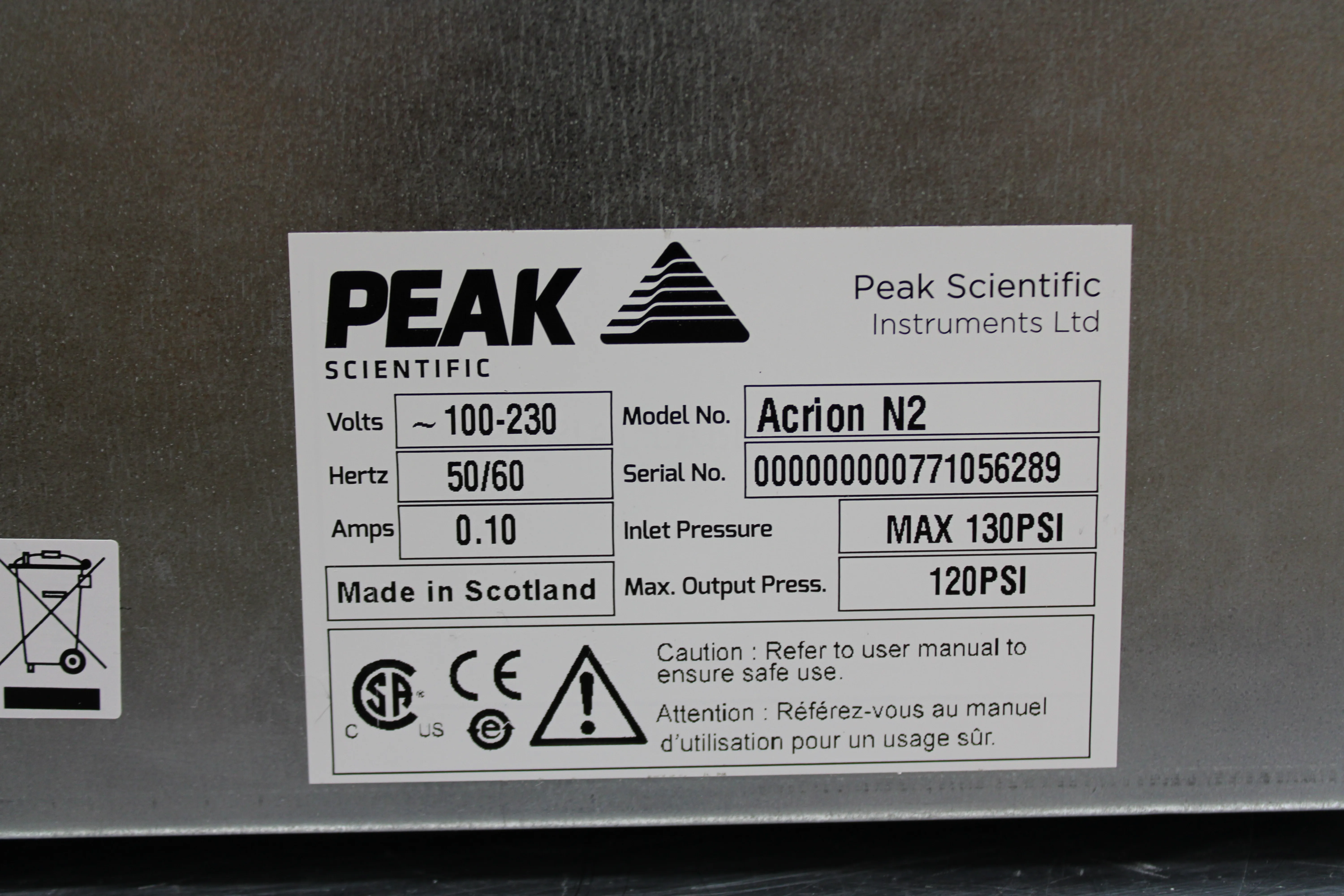 Peak Scientific Acrion Air Compressor