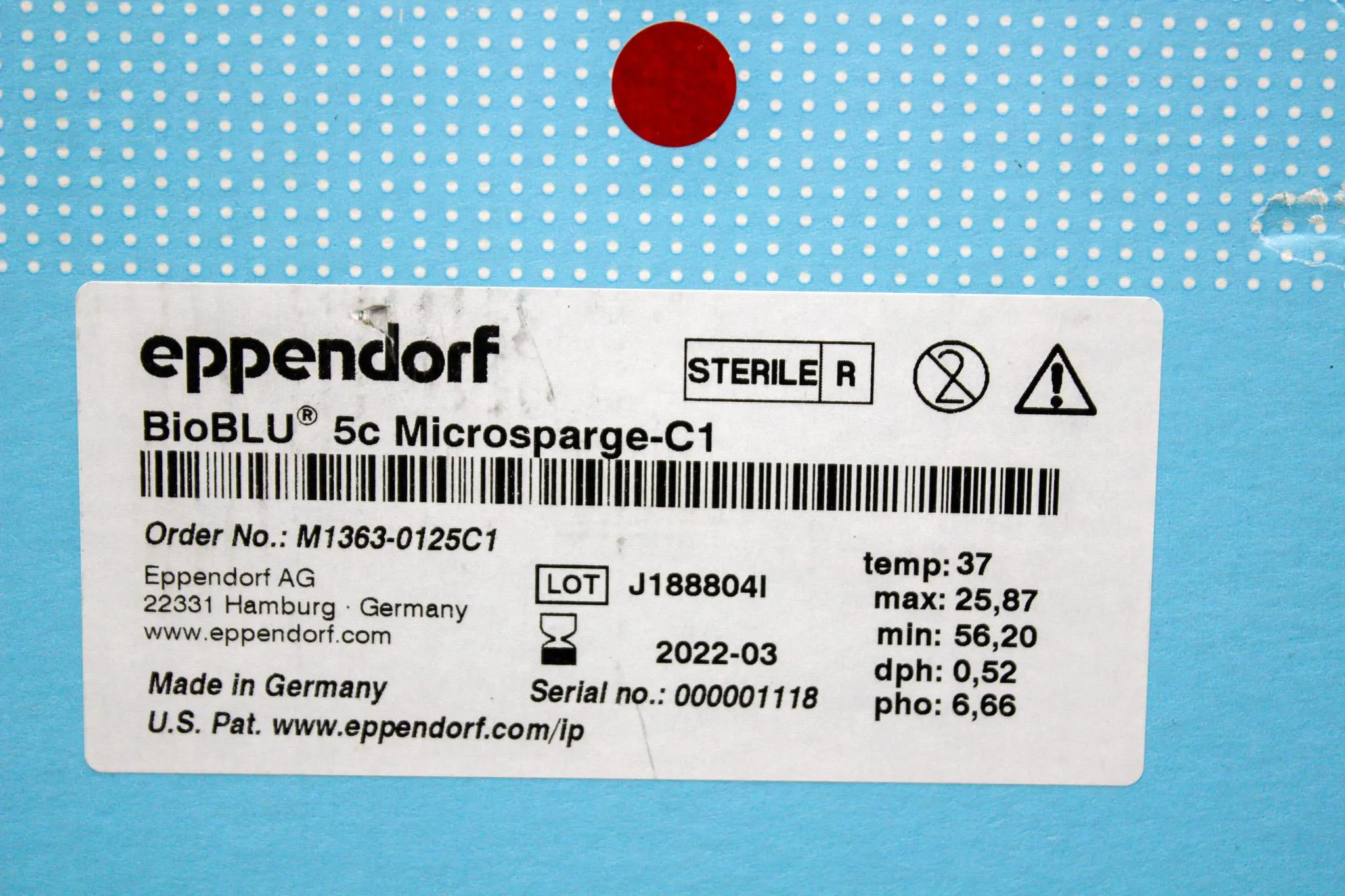 Eppendorf BioBLU Bioreactor 5c Microsparge C-1 30-Day Warranty, 100% Parts and Labor New Other (See Details)