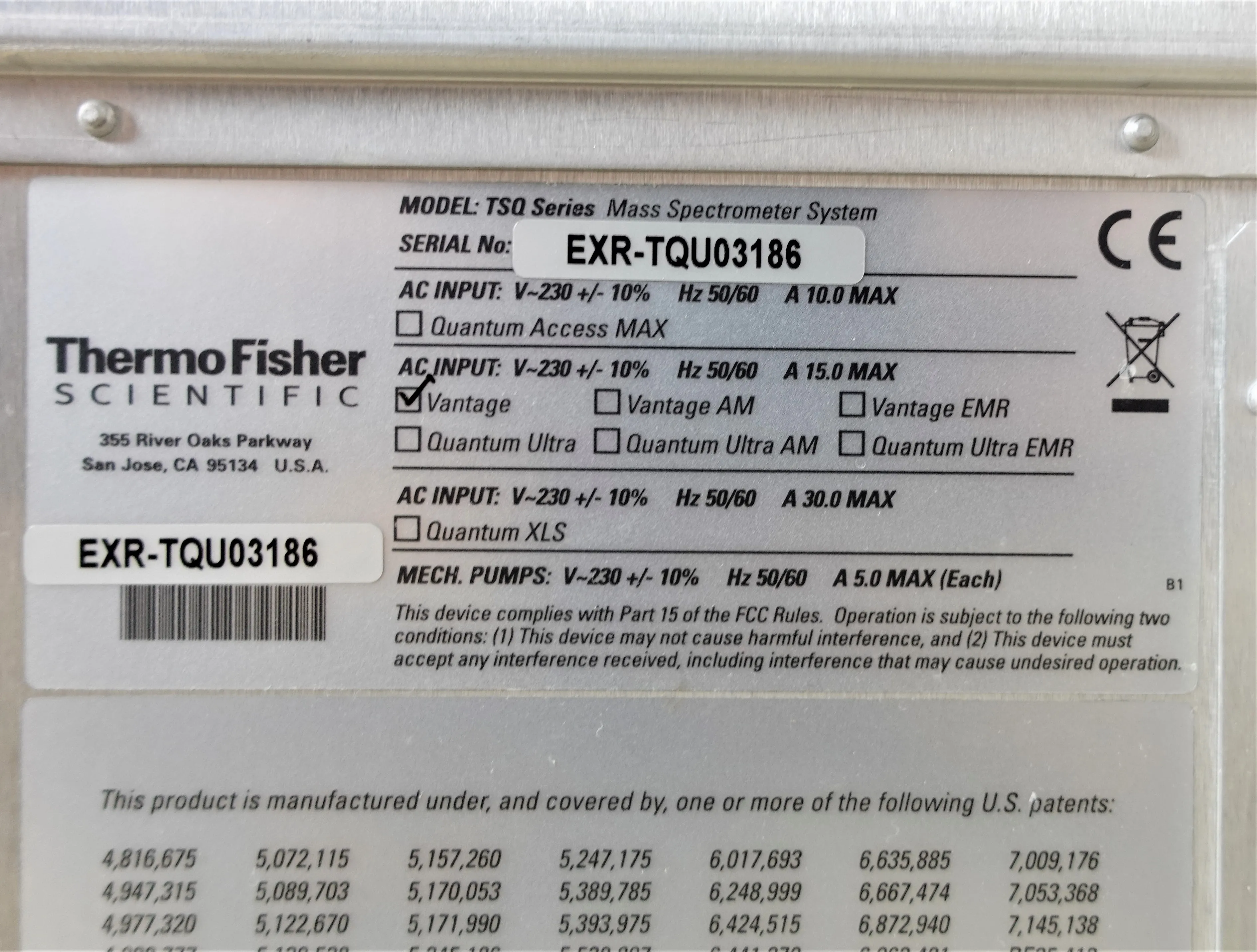 Thermo Fisher Scientific TSQ Vantage Mass Spectrometer System