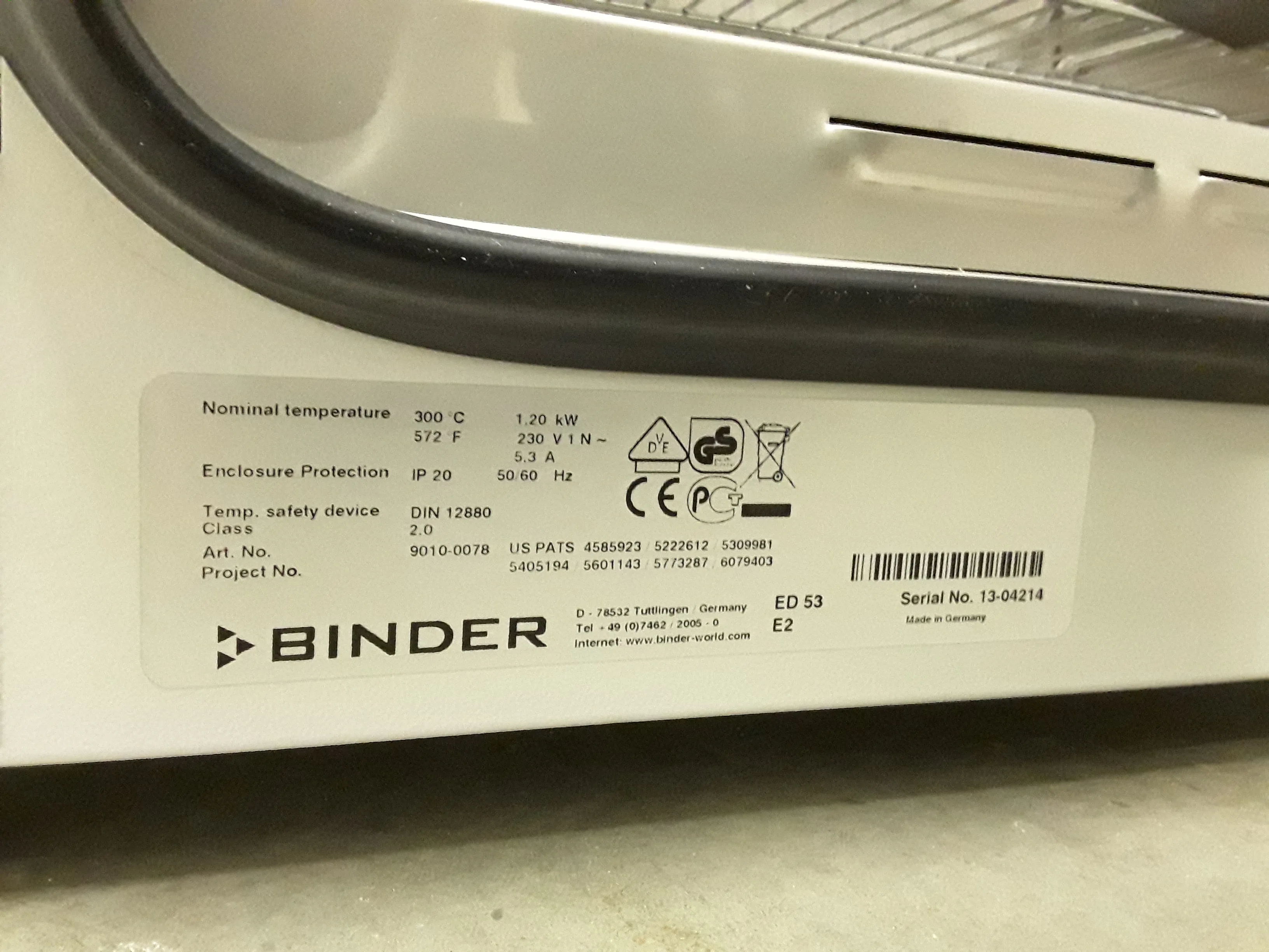 Binder ED53 Laboratory Oven 230V Class 1 New Open Box