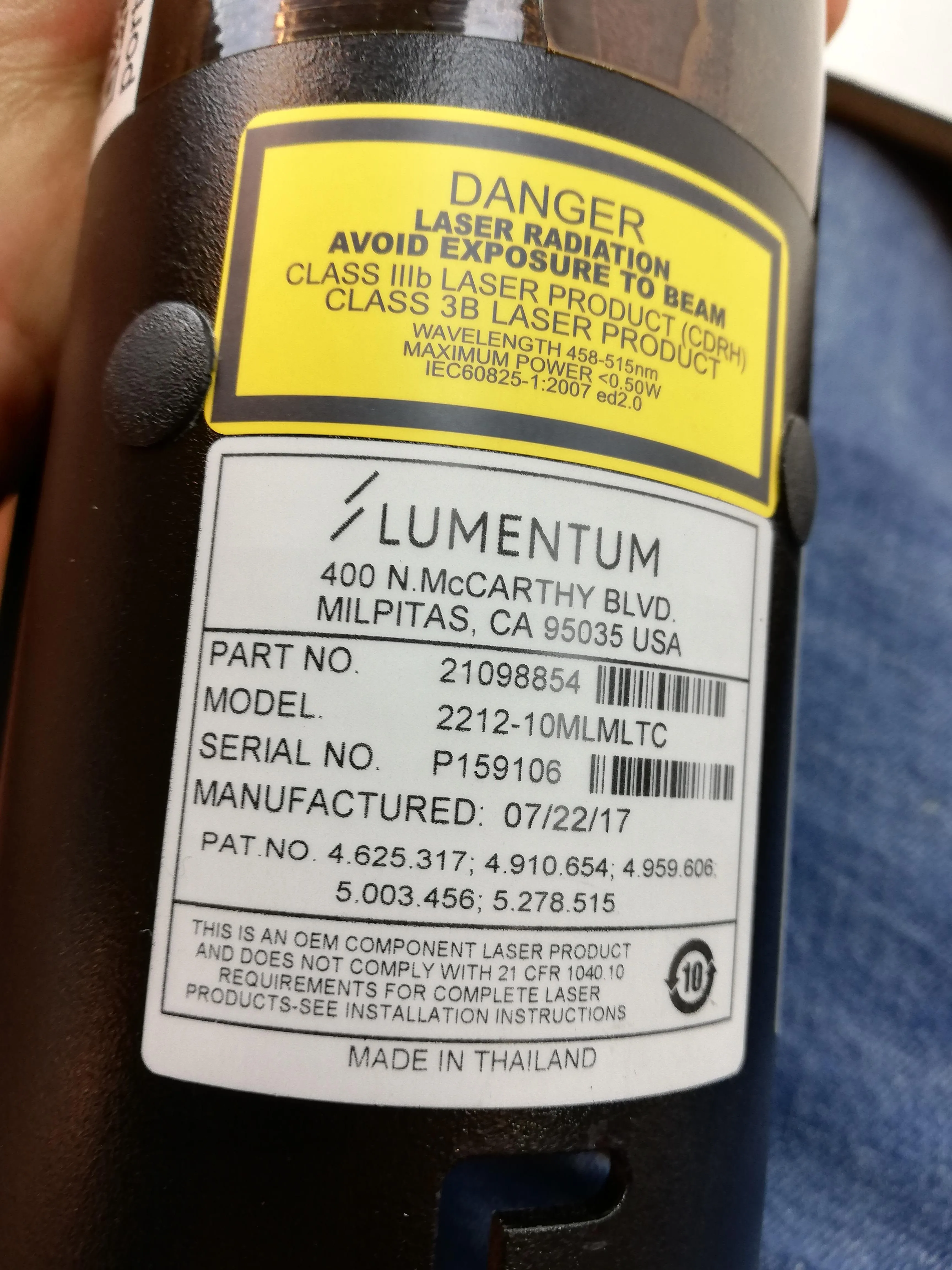 Laser Head: Lumentum 2212-10MLMLTC for Applied Biosystems 310 Genetic Analyzer