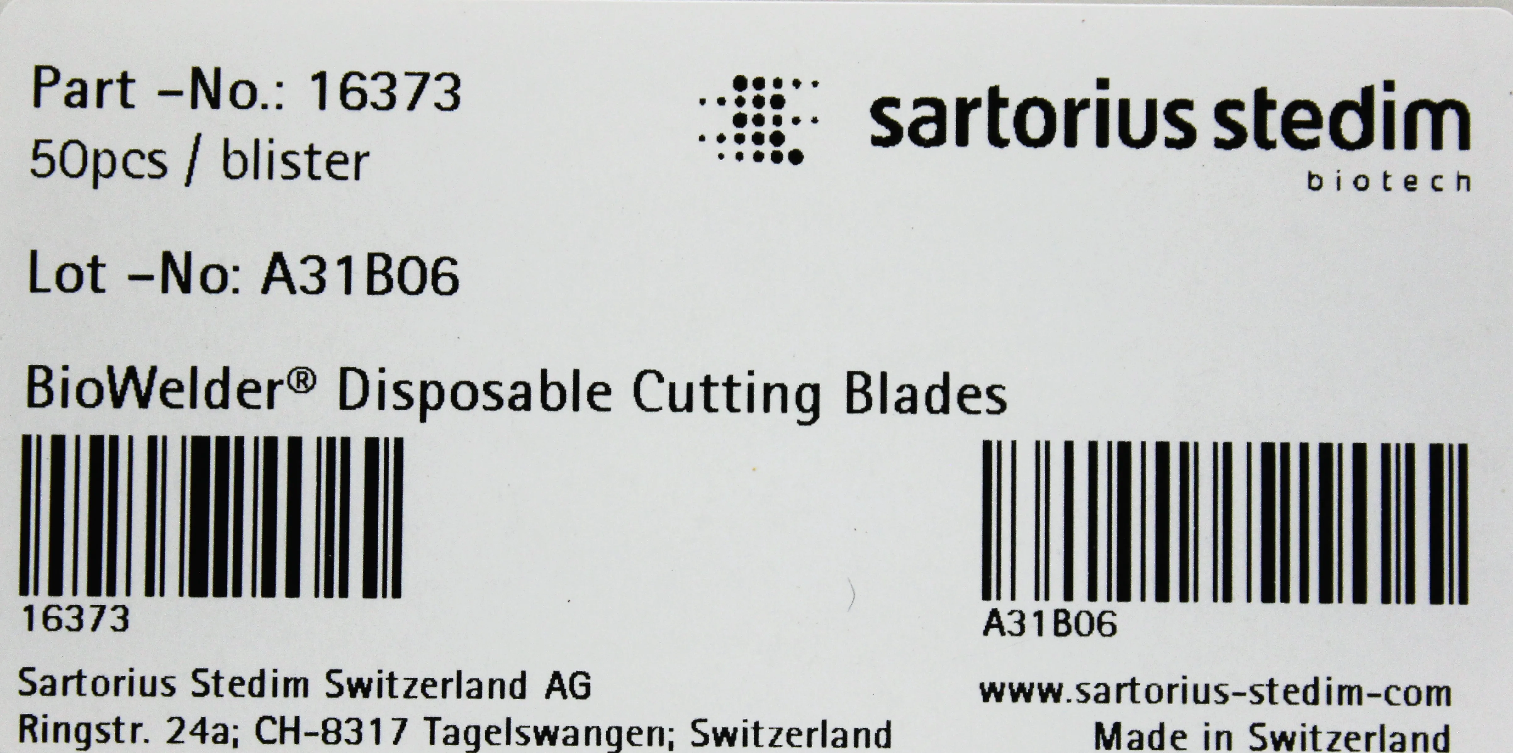 Sartorius Stedim 16373 BioWelder Stainless Steel Disposable Cutting Blades 50/BX 298 Pack Lot A33B01 / A33B02 / A31B03-06