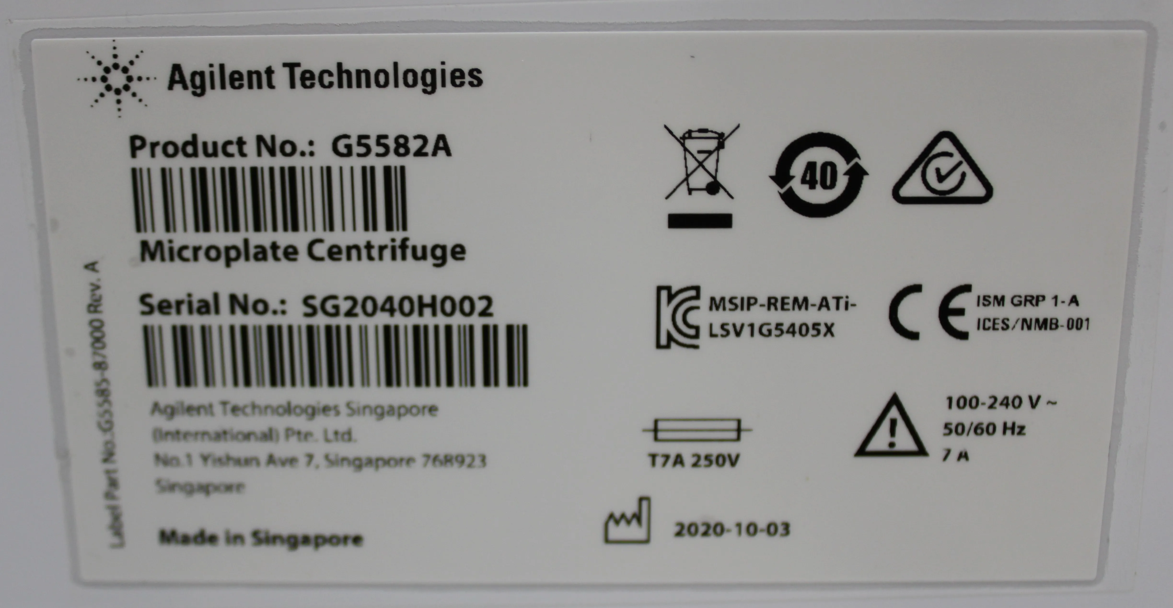 Used Agilent Microplate Centrifuge G5582A with Loader