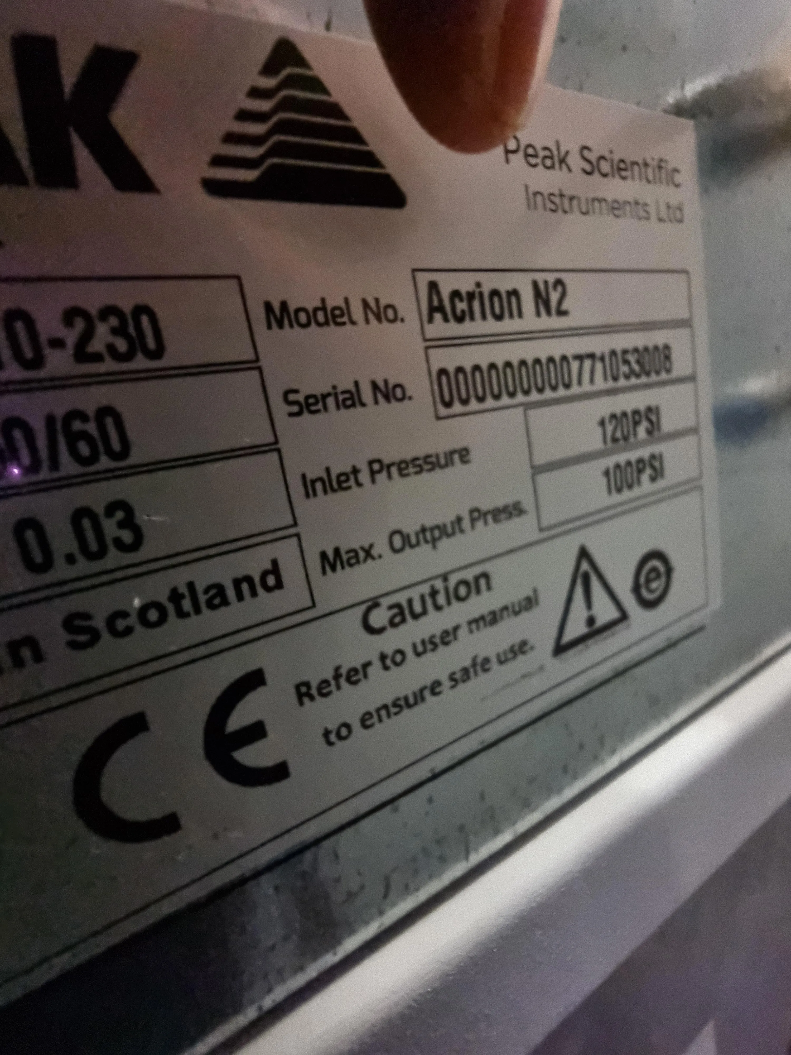 Peak Scientific Acrion N2 Nitrogen Generator & Acrion Air Compressor