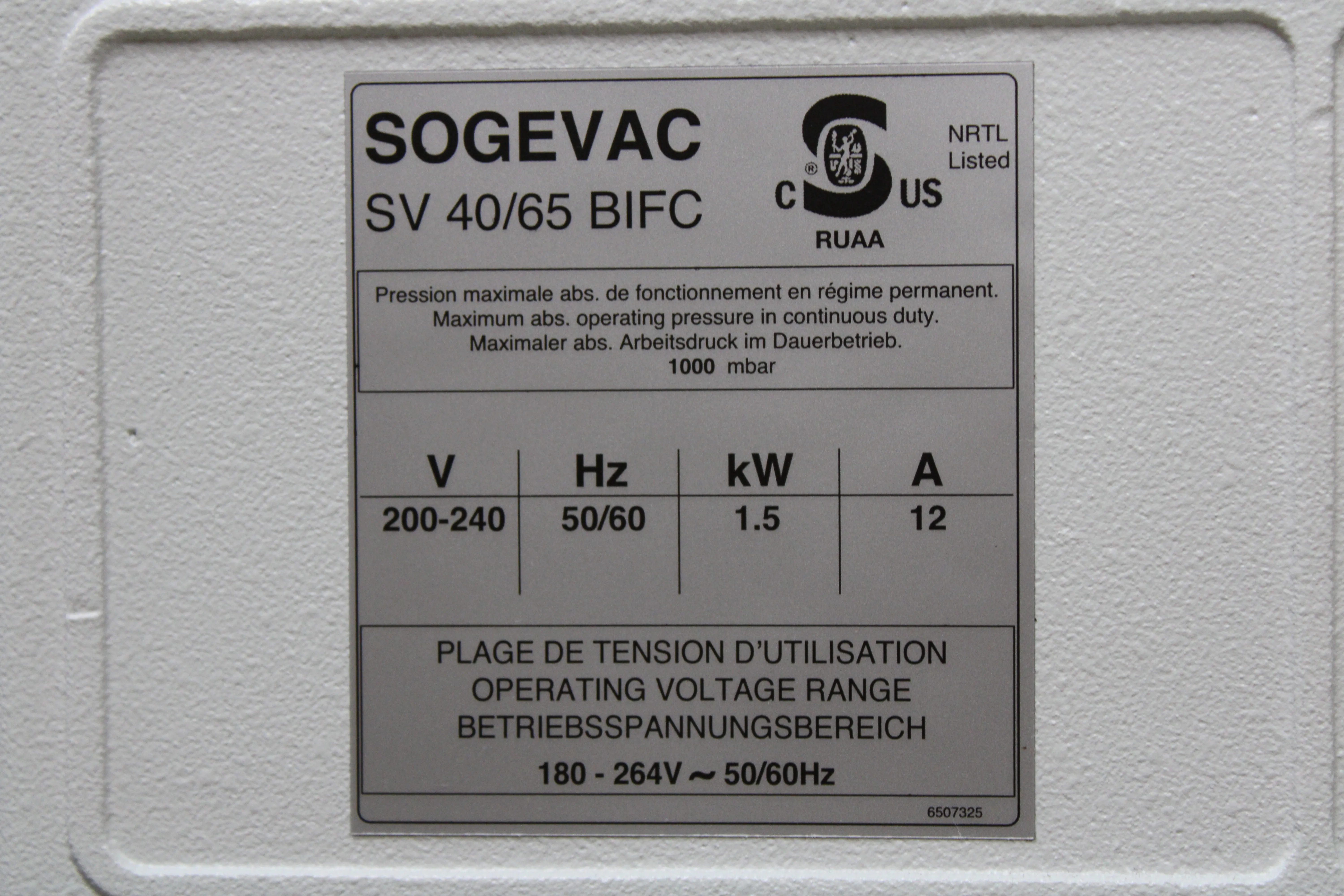 Leybold SOGEVAC SV65BIFC Vacuum Pump