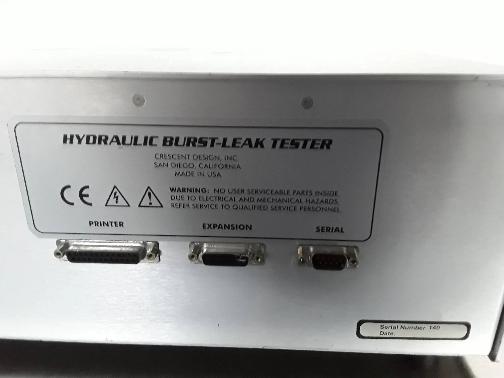 Cresent Design Hydraulic Burst-Leak Tester Model 1000