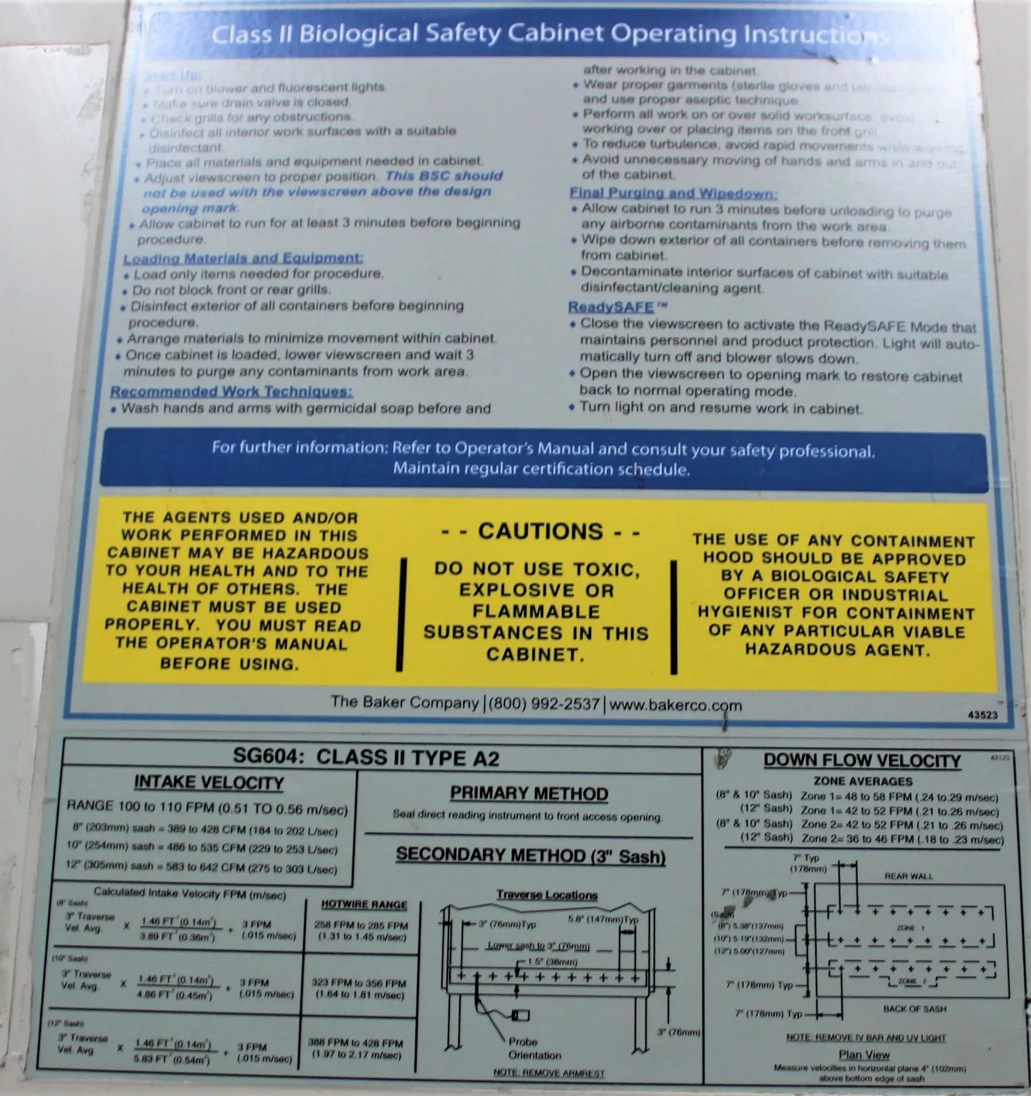 Baker SterilGARD e3 SG604 Biosafety Cabinet Class 2 Used 30-Day Warranty 100% Parts Labor