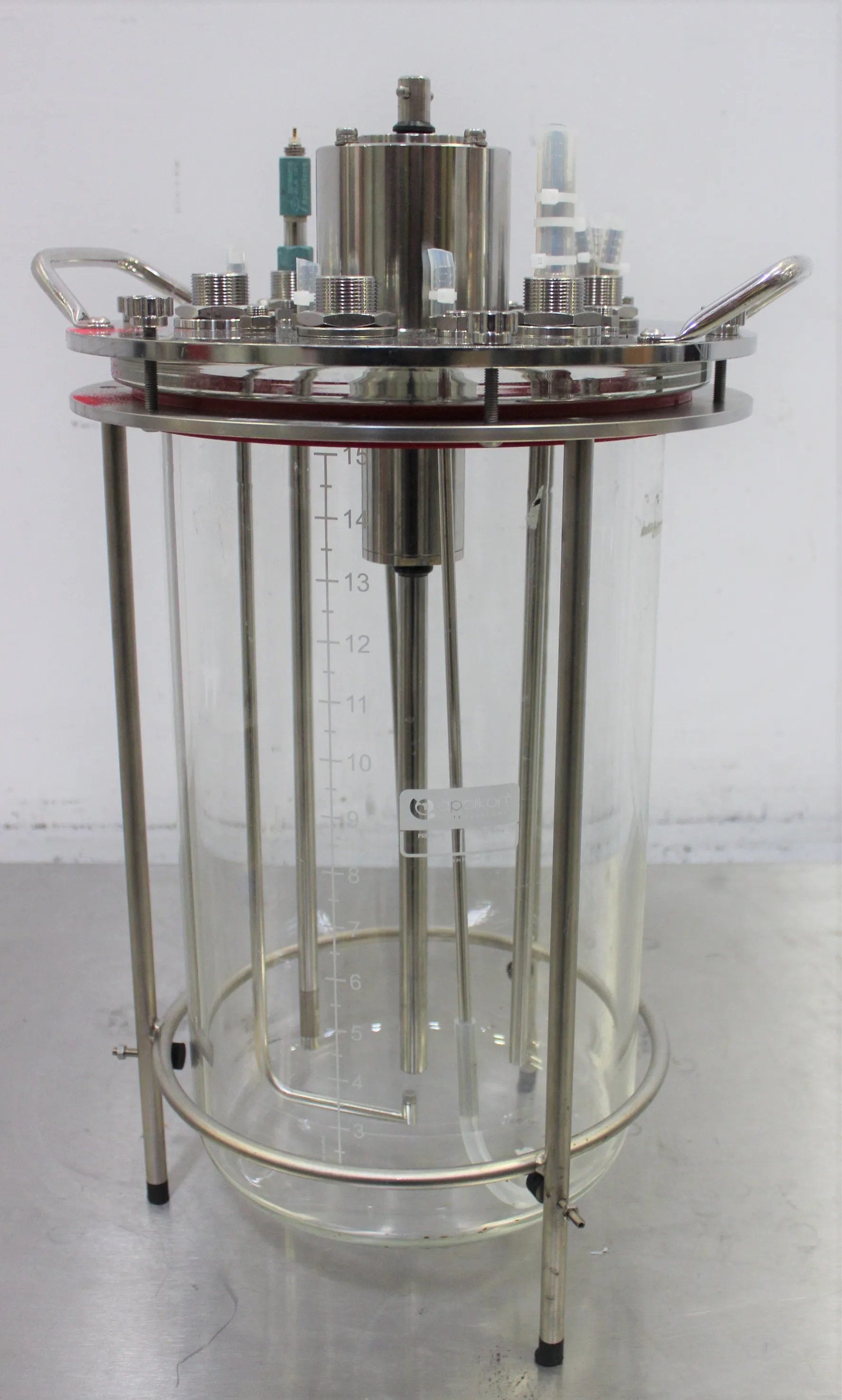 Applikon 15 Liter Bioreactor Autoclavable Glass Fermentation Pressure Mixing Vessel