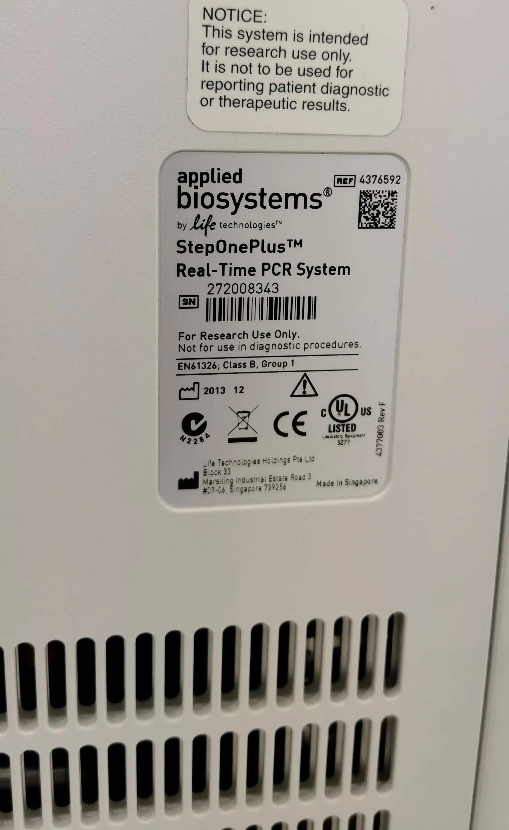 Applied Biosystems StepOnePlus Real-Time PCR System #4376592