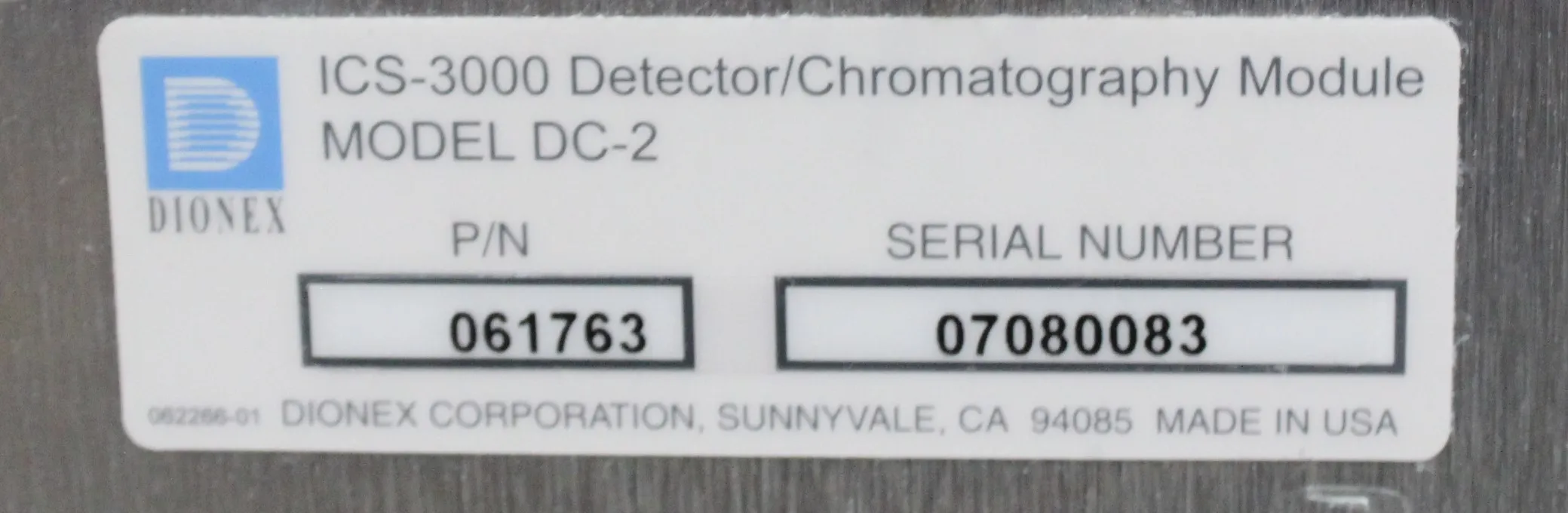 Dionex ICS-3000 HPLC System with AS-1 Autosampler, DC-2 Detector, and DP-1/SP-1 Pump