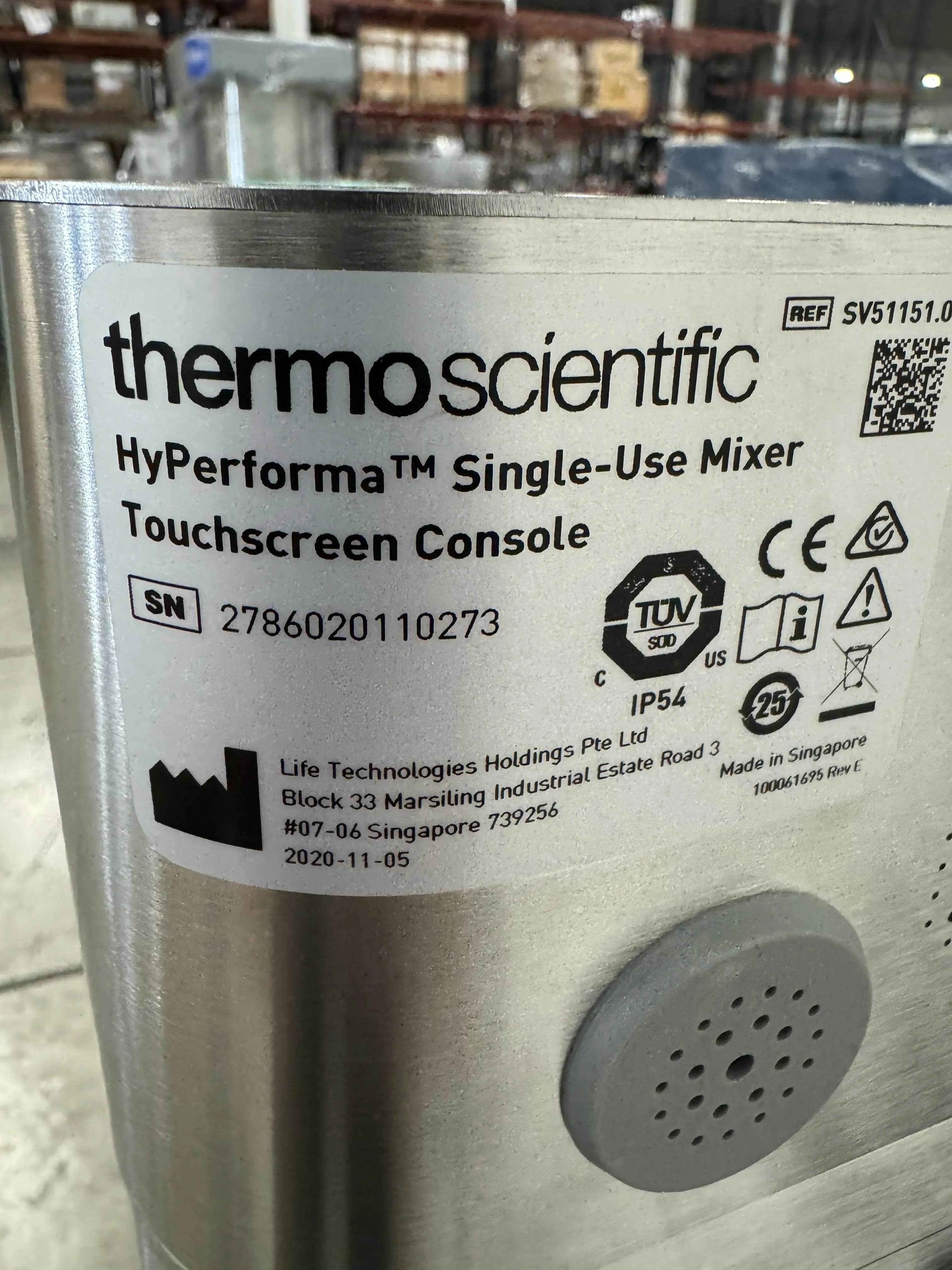 Thermo Fisher Scientific HyPerforma Single-Use Mixer SUM0050.6298 DS-100 L