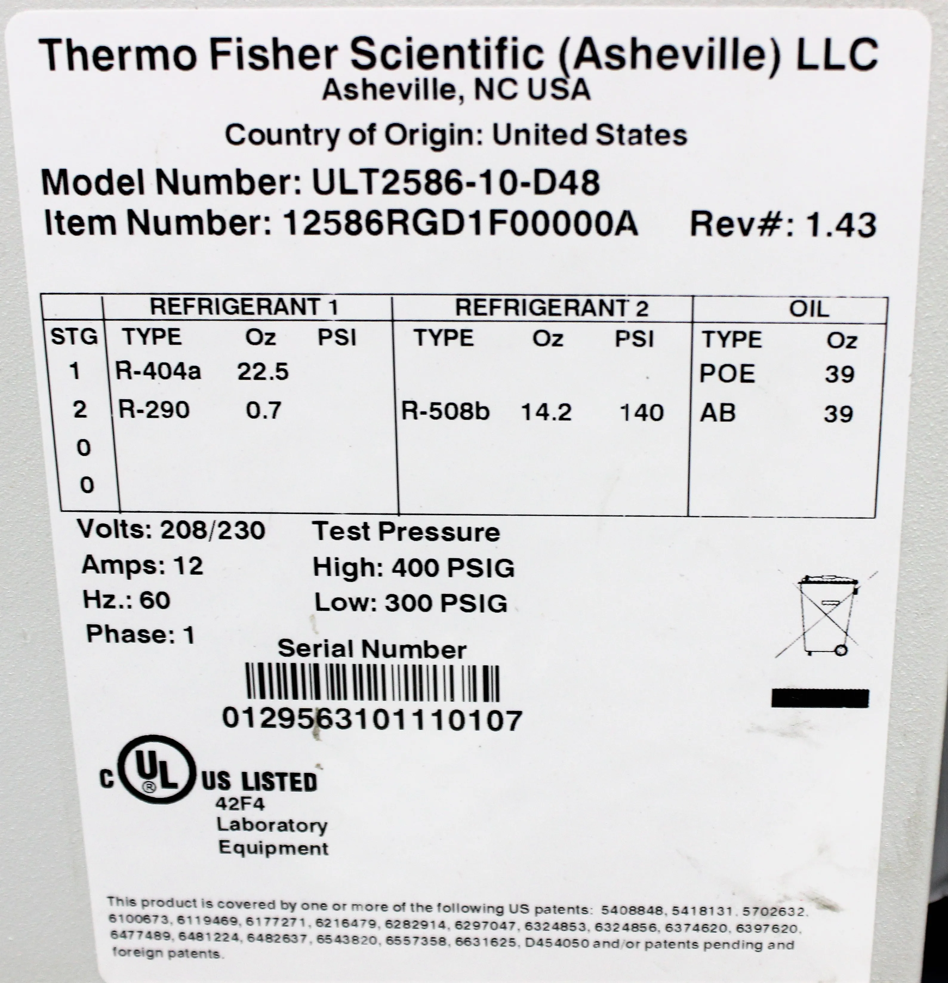 Thermo Scientific ULT2586-10-D48 Ultra Low Freezer - Refurbished Turnkey Condition (AS-IS)