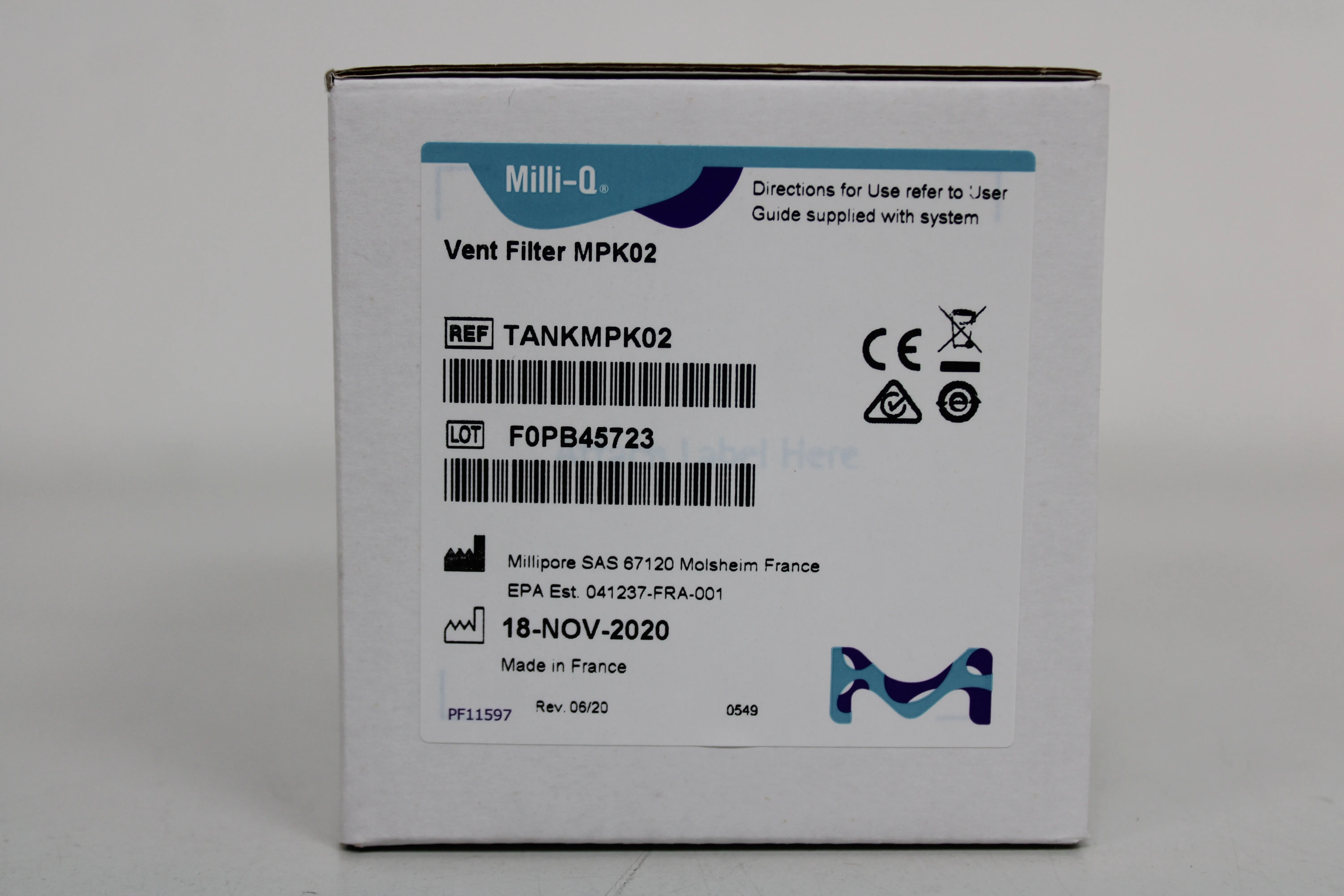 Milli-Q Vent Water Filter for PE Tank MPK02