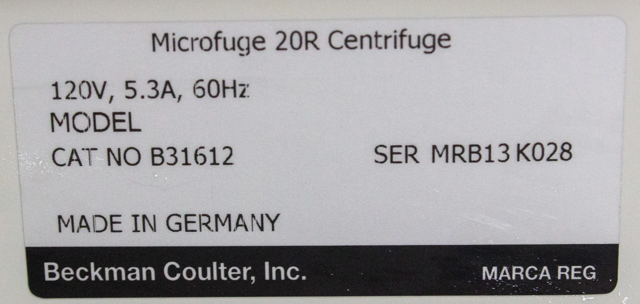 Beckman Coulter Microfuge 20R Centrifuge