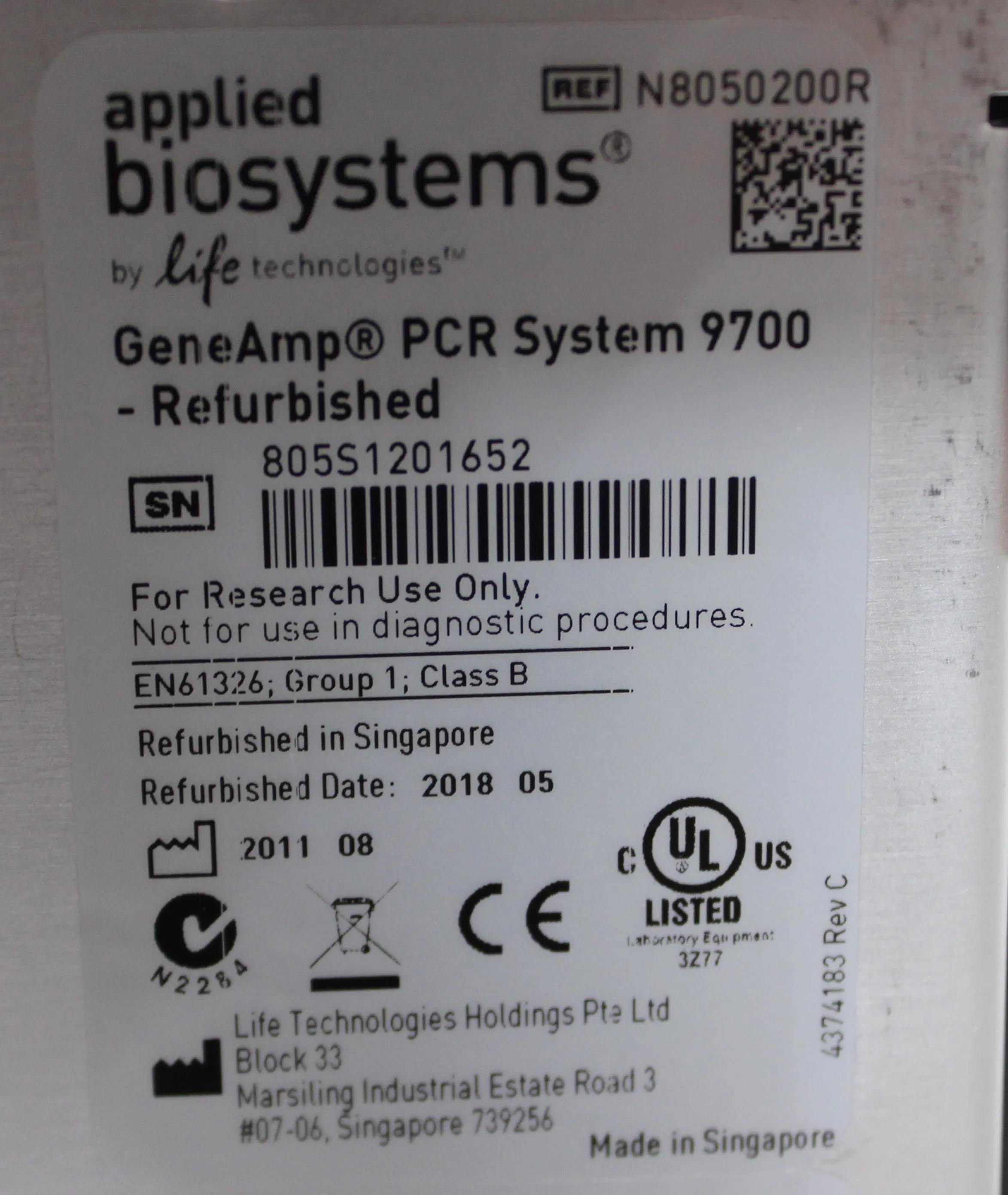 Applied Biosystems 9700 PCR Thermal Cycler N8050200