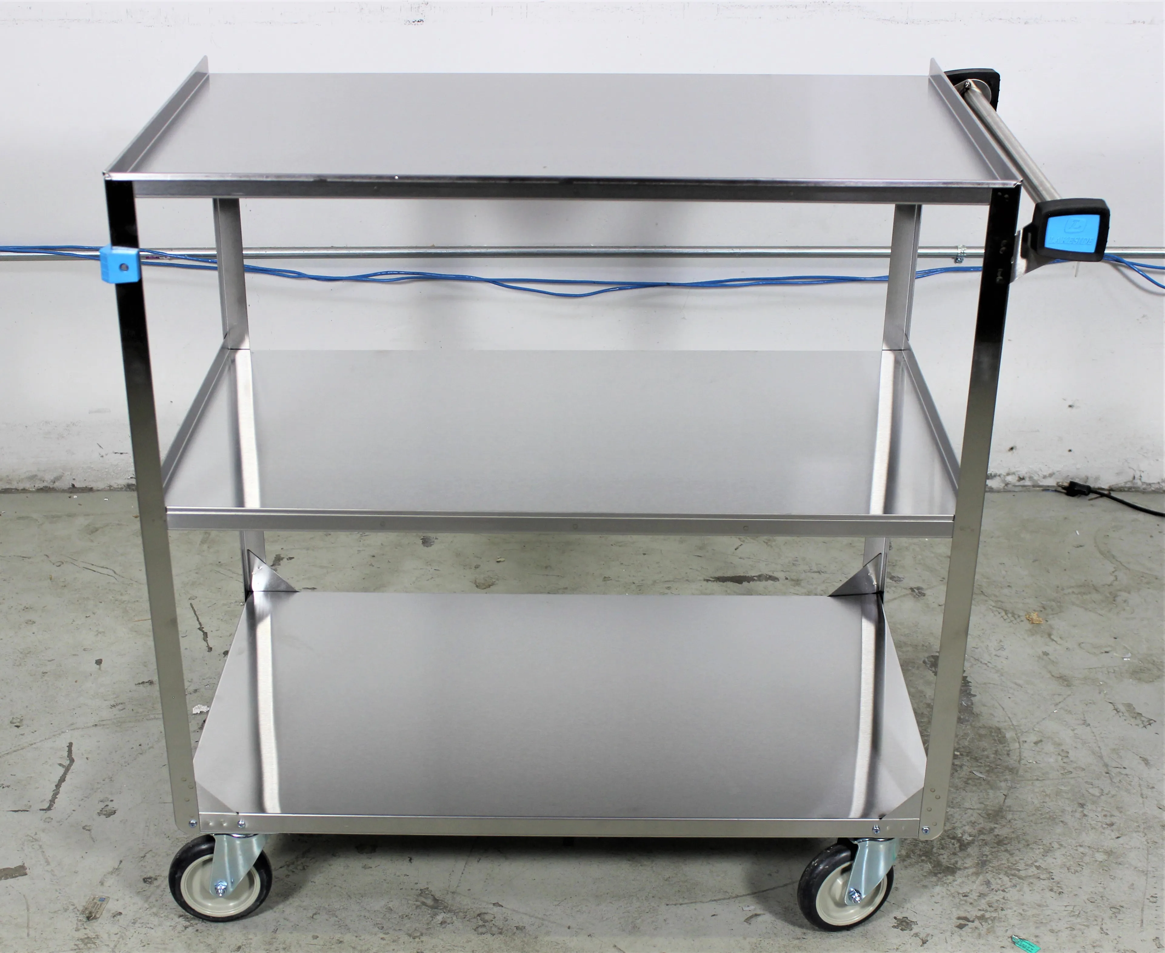 Lakeside Utility Cart 3-tier 500 lbs Capacity Stainless Steel Galvanized Frame 5" Swivel Casters