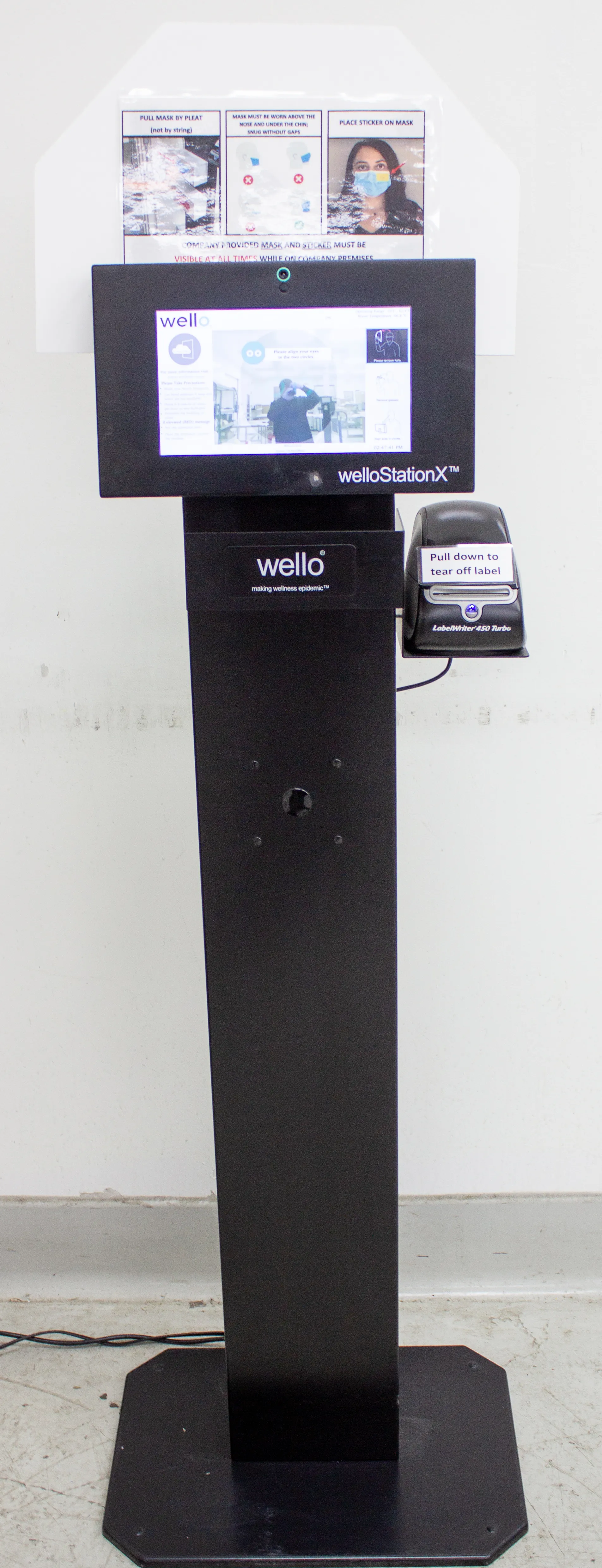 Wello Temperature Screening Station Non-Contact Thermometer Wello Station X Kiosk