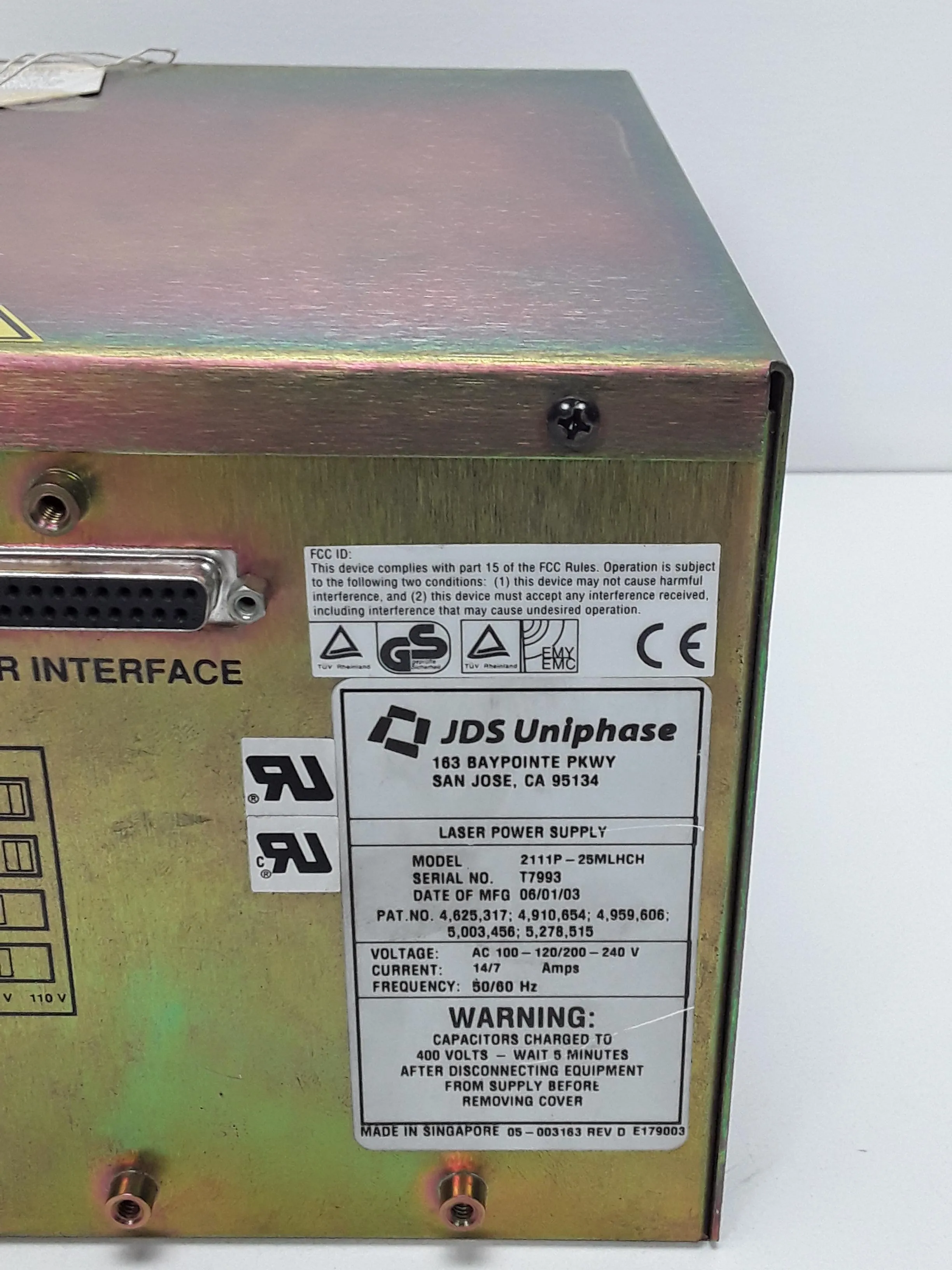 JDS Uniphase LASER POWER SUPPLY 211P-25MLHCH