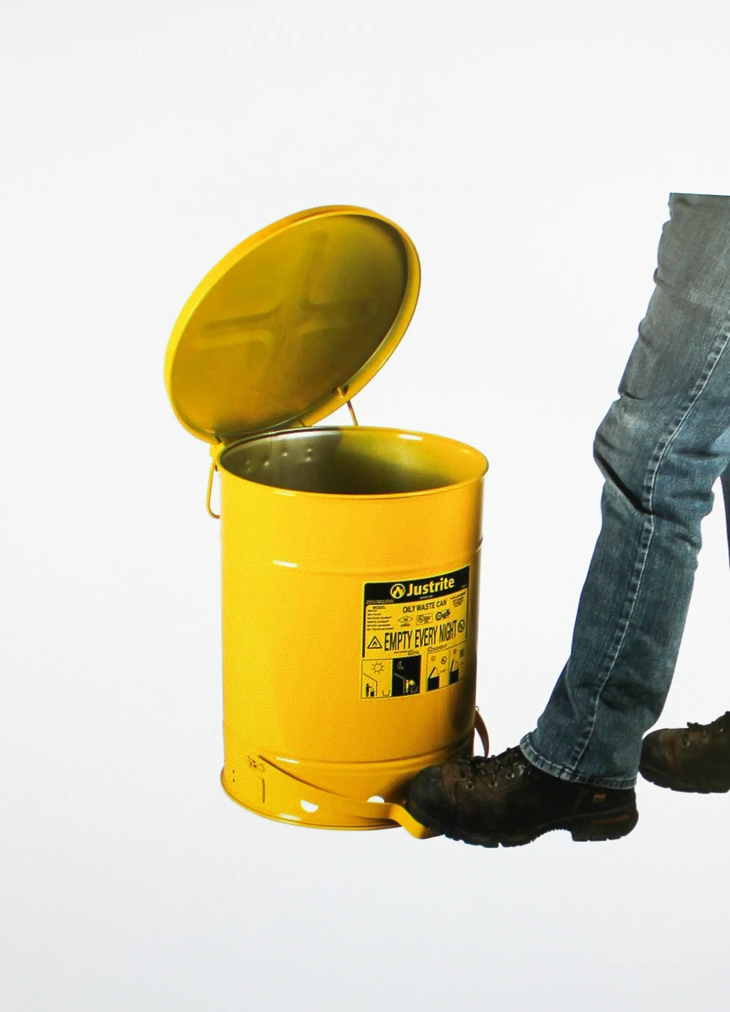 JUSTRITE Yellow 10 Gallon Oily Waste Can 09301