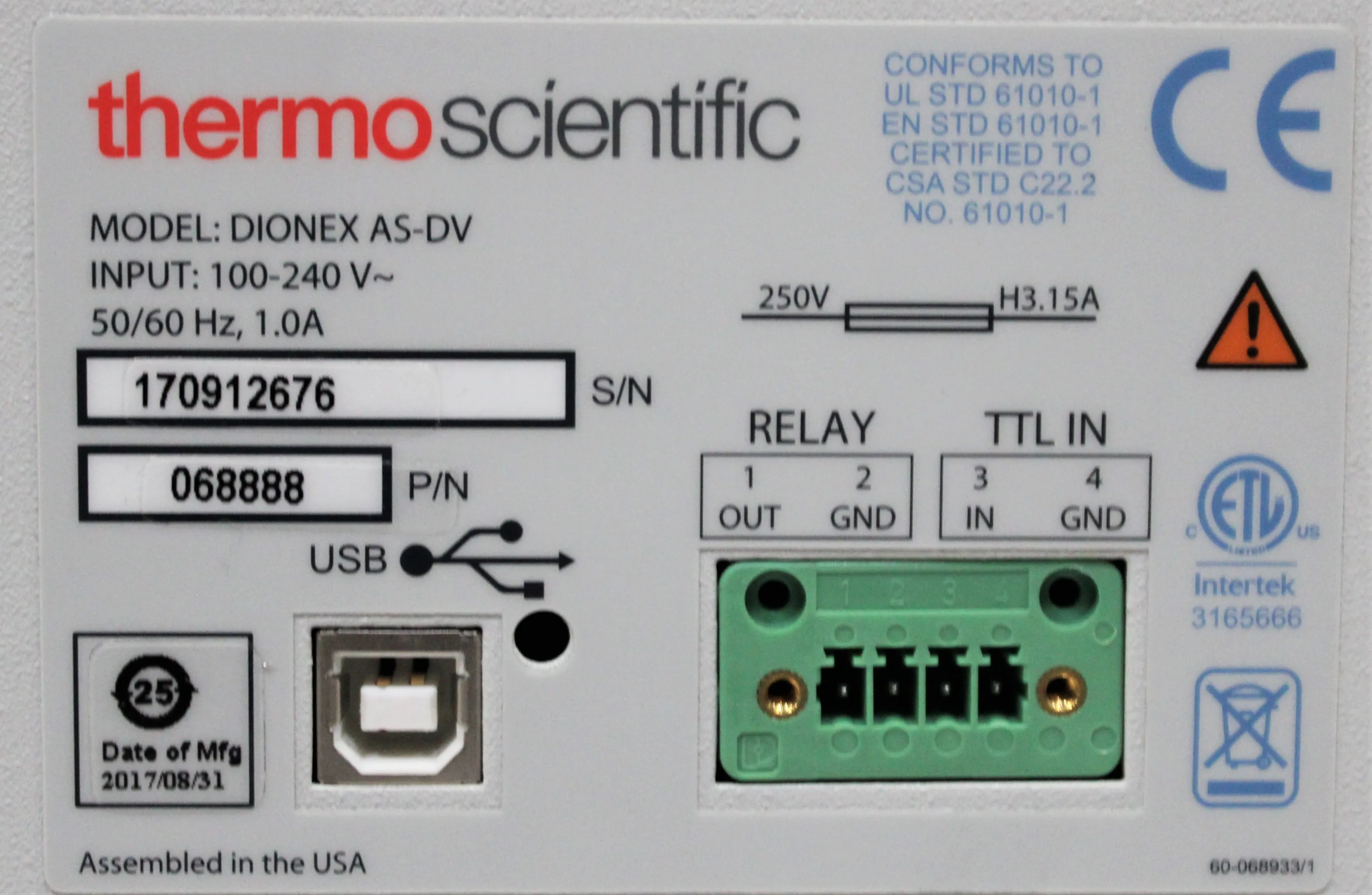 Thermo Scientific Dionex AS-DV Auto Sampler