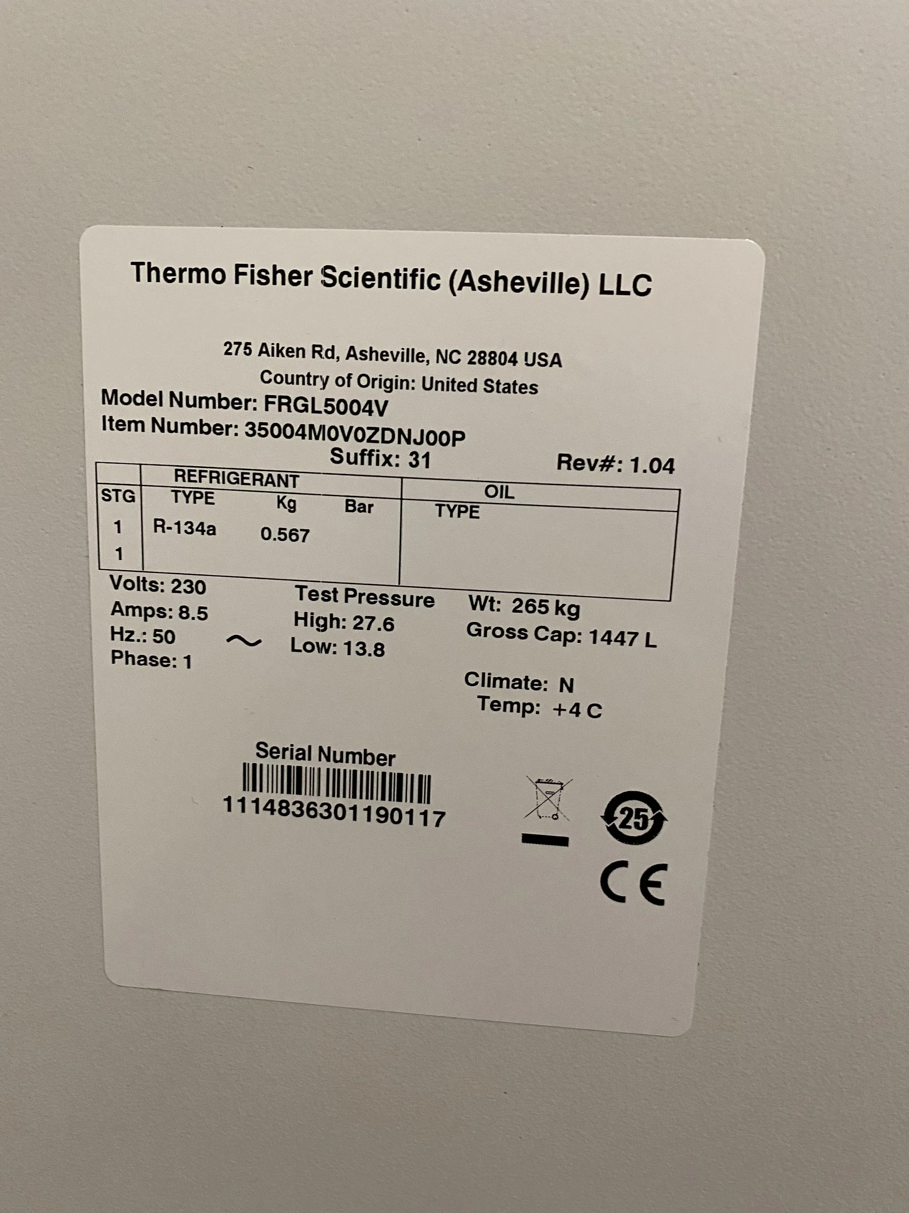 Thermo Scientific Forma High-Performance Lab Refrigerator with Solid Doors