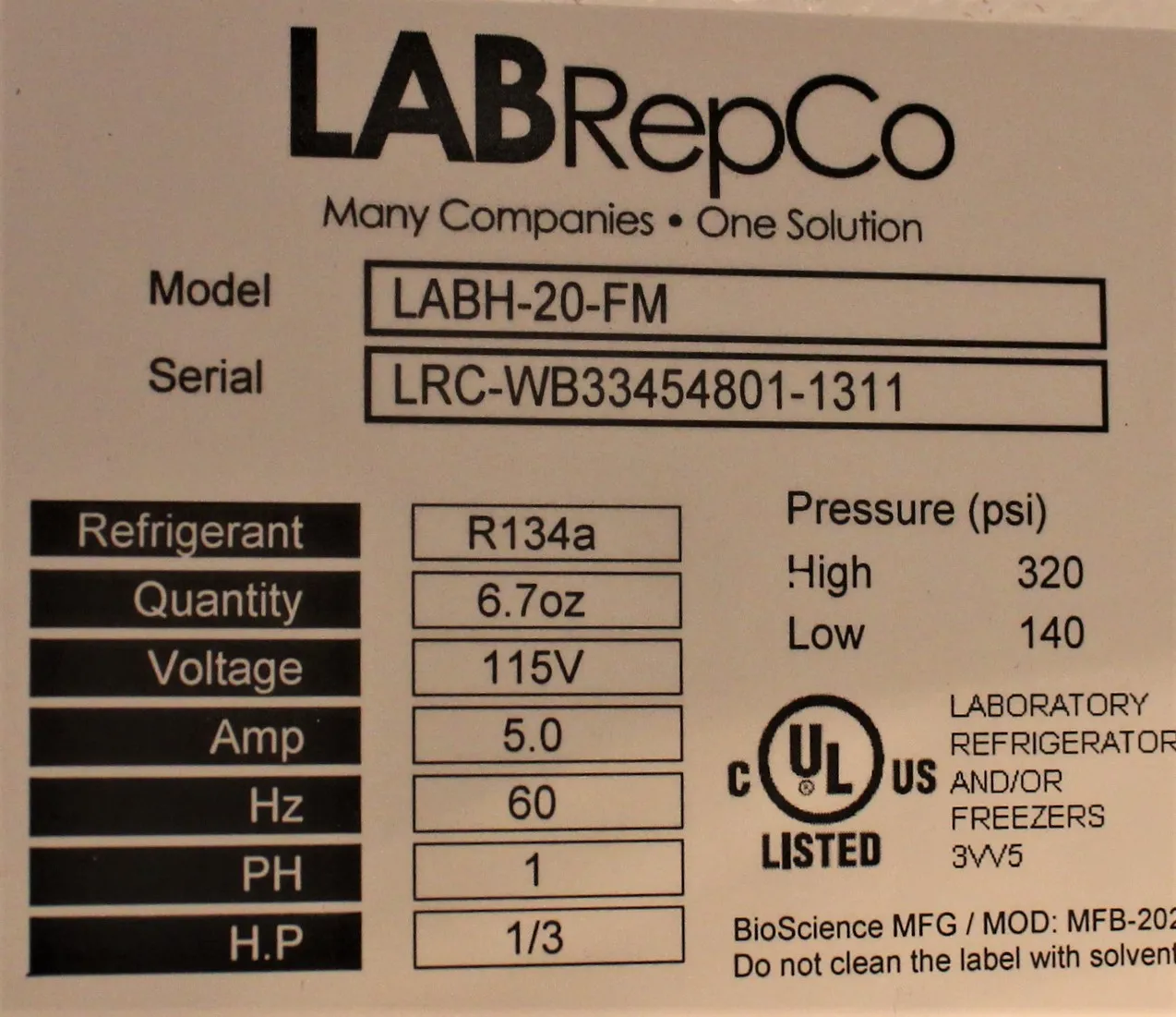 LabRepco LABH-20-FM Freezer