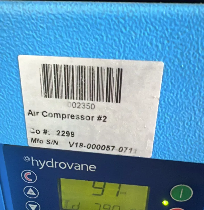 Hydrovane V15 Rotary Vane Air Compressor - Used Lab Equipment