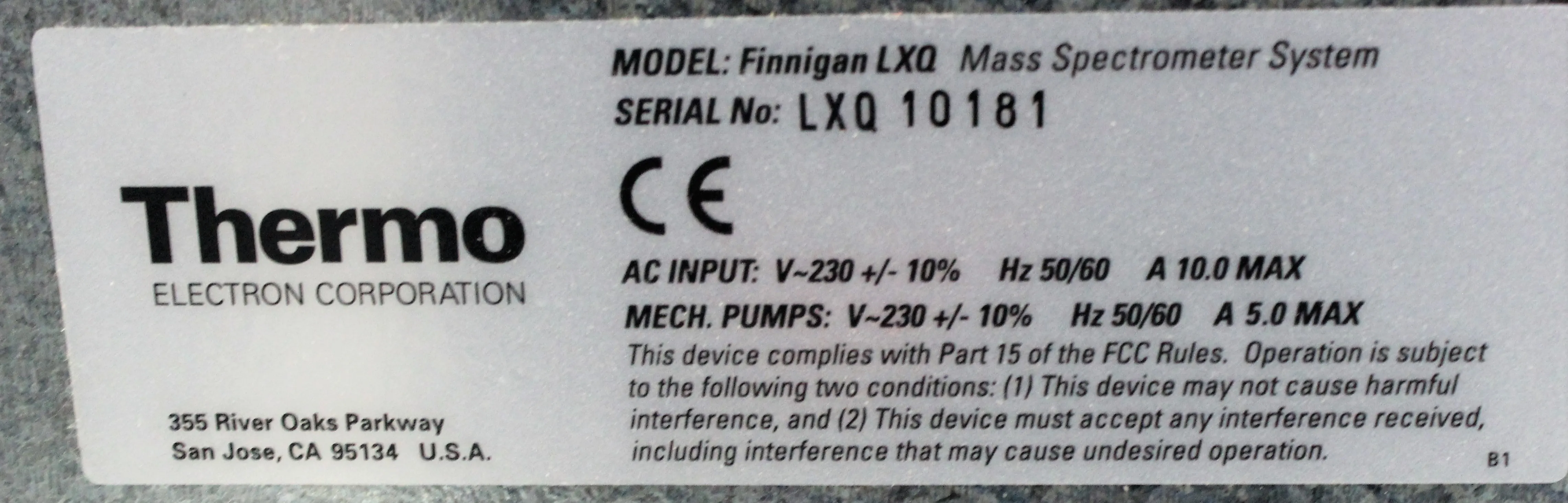 Thermo Finnigan LXQ LC/MS Mass Spectrometry