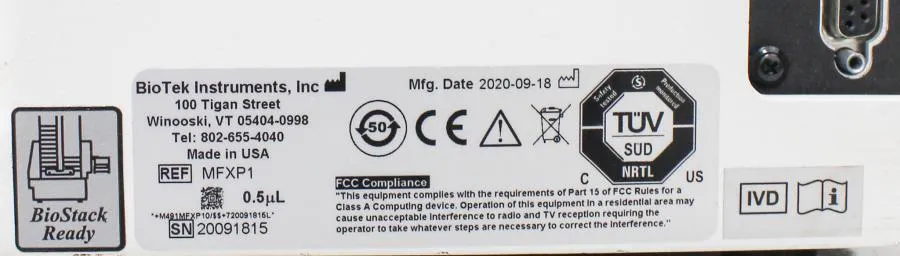 Bio Tek Instruments Multiflo FX multi-mode dispenser ref: MFXP1 0.5uL