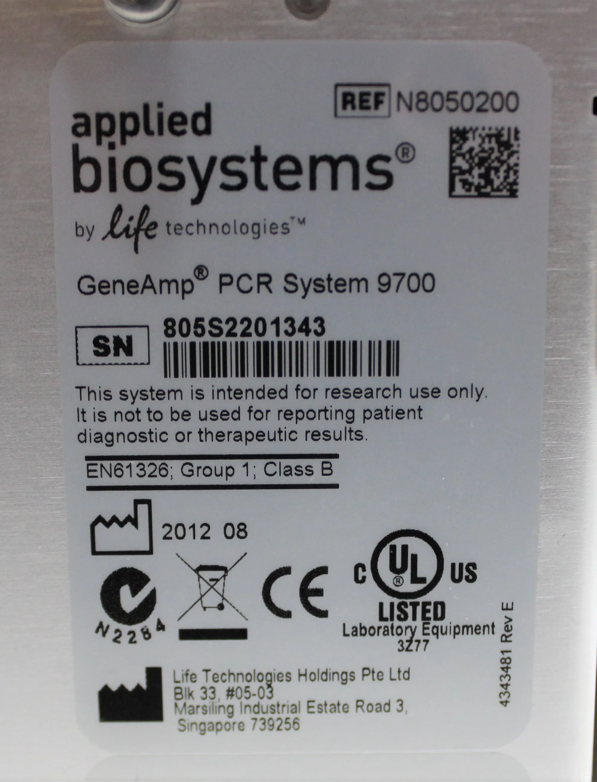 Used Applied Biosystems 9700 PCR Thermal Cycler N8050200 Laboratory Medical Equipment