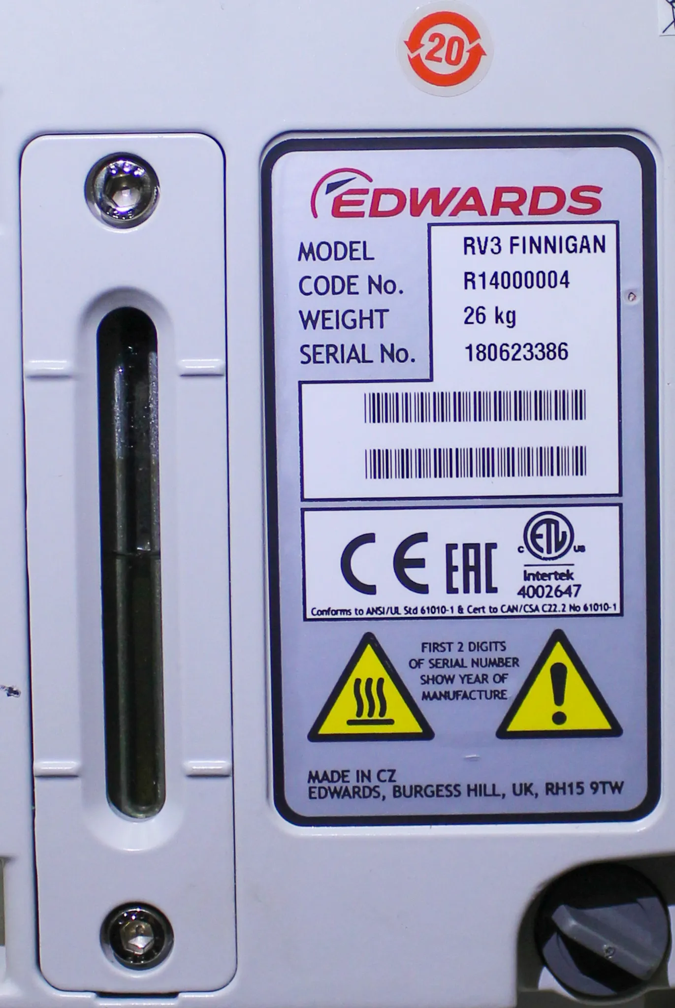 Edwards RV3 FINNIGAN Rotary Vane Vacuum Pump