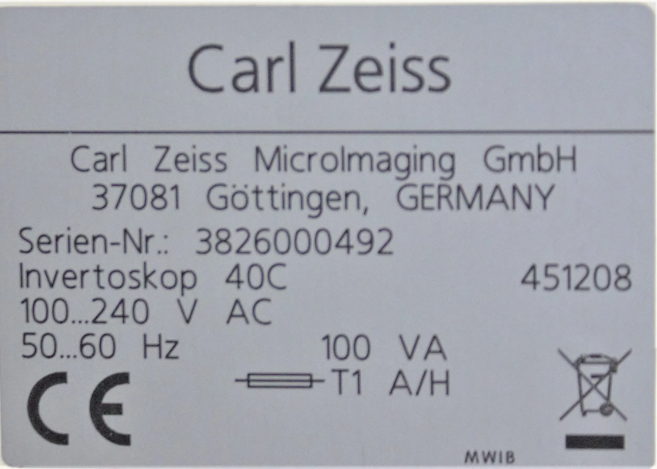 Zeiss Invertoscope 40 C Inverted Phase Contrast Microscope with Binocular Head