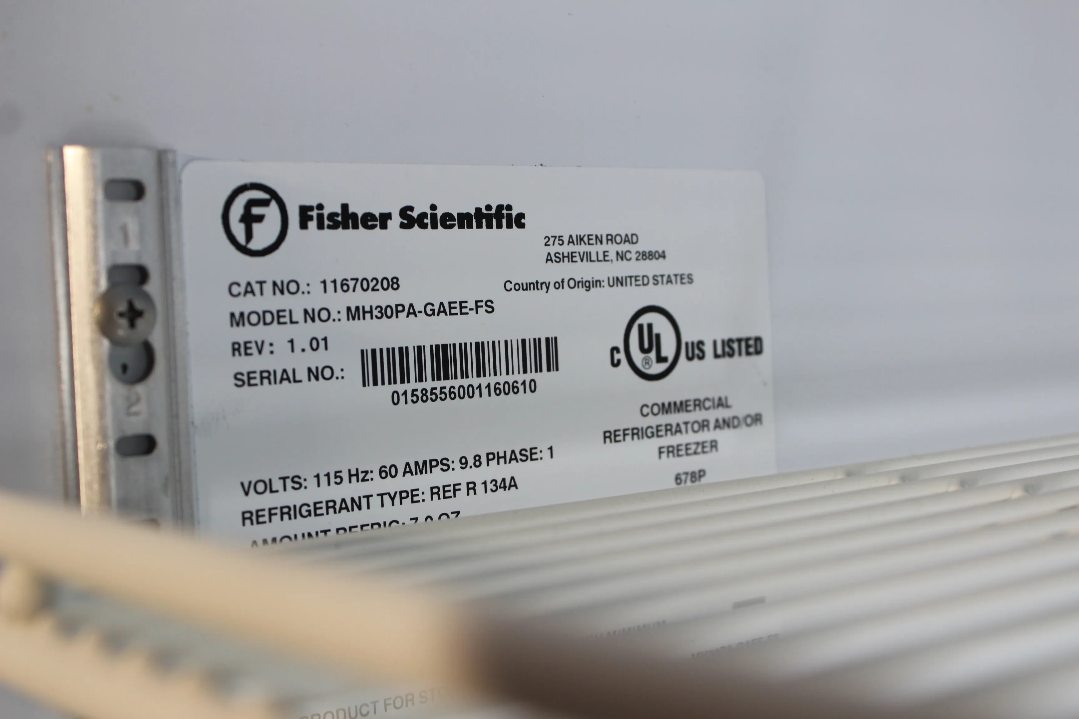 Fisher Scientific Refrigerator MH30PA-GAEE-FS