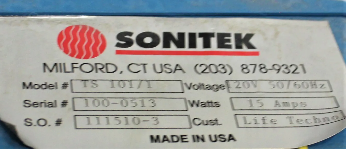 Sonitek TS 101/1 Thermal Press Hand Operated Press Unit Class 2 Used 120V 60Hz US Sonitek 100-0513