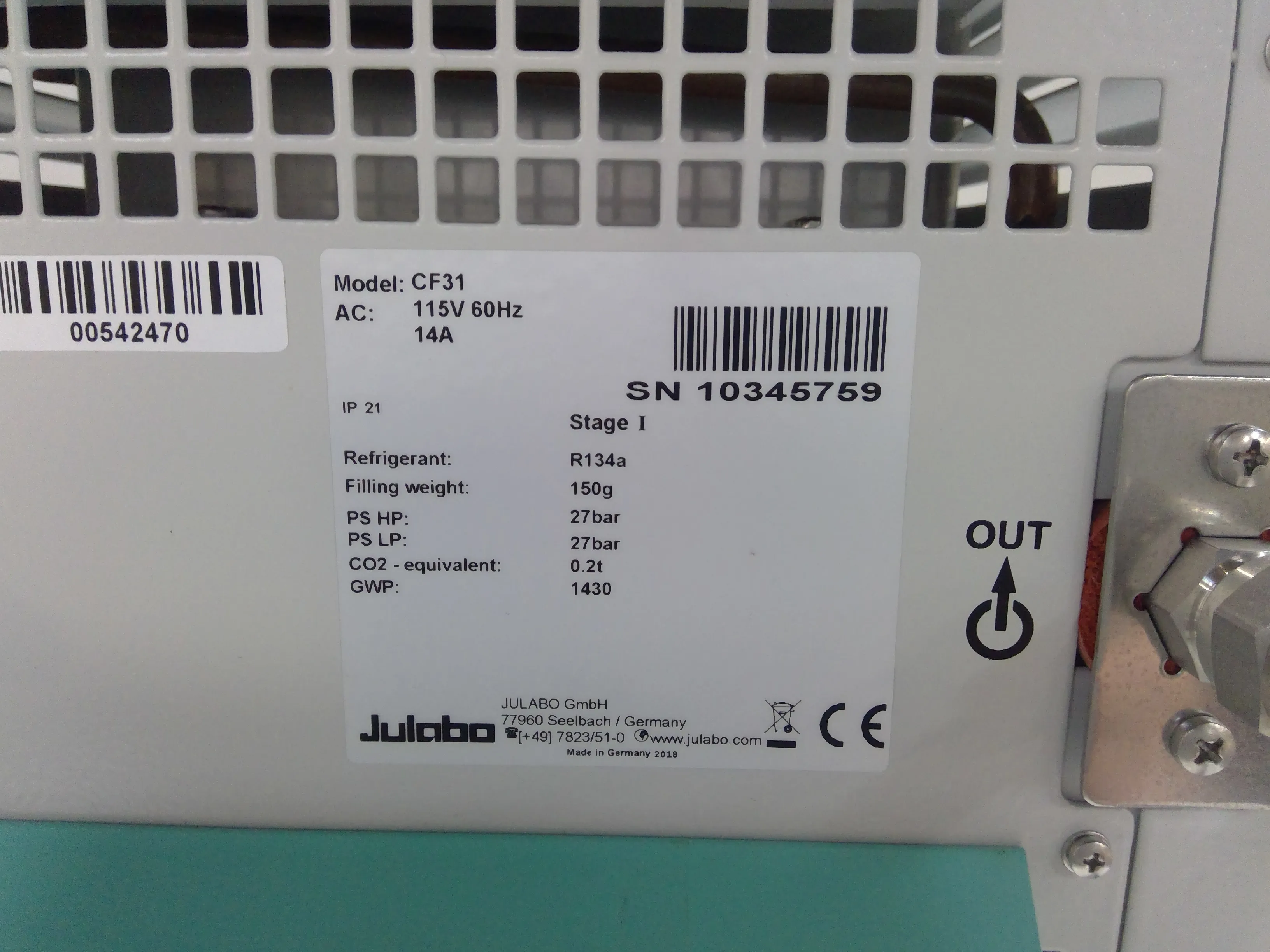 Julabo CF31 Cryo-Compact Refrigerated Circulator, 115V/60Hz