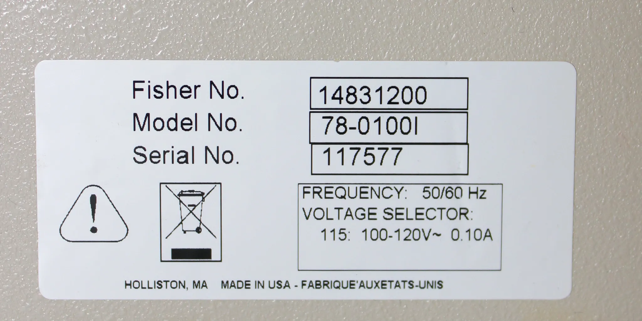 Fisher Scientific Laboratory Syringe Infusion Pump, Model 78-0100l