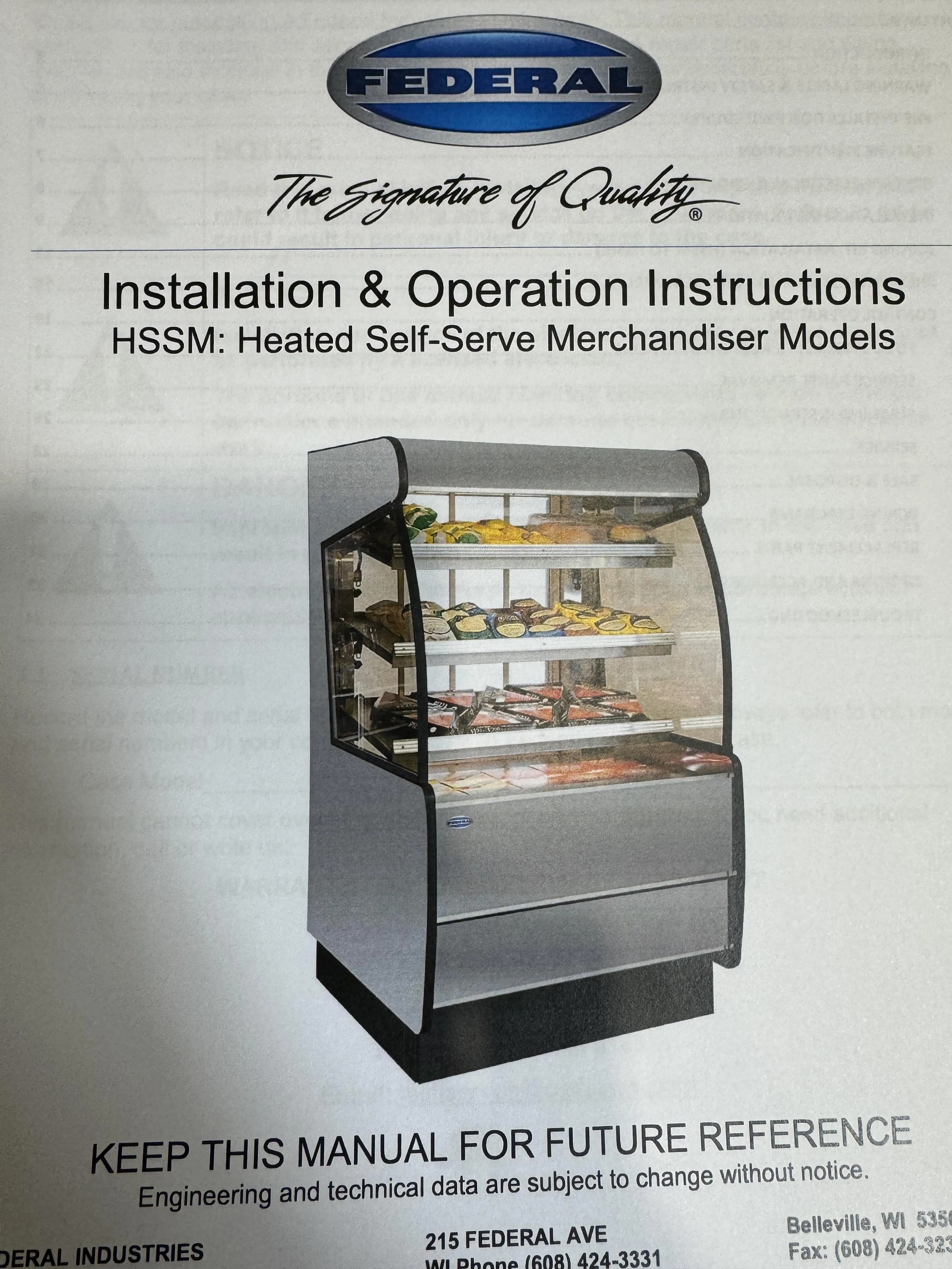 Federal Industries HSSM460 Heated Self-Serve Merchandiser