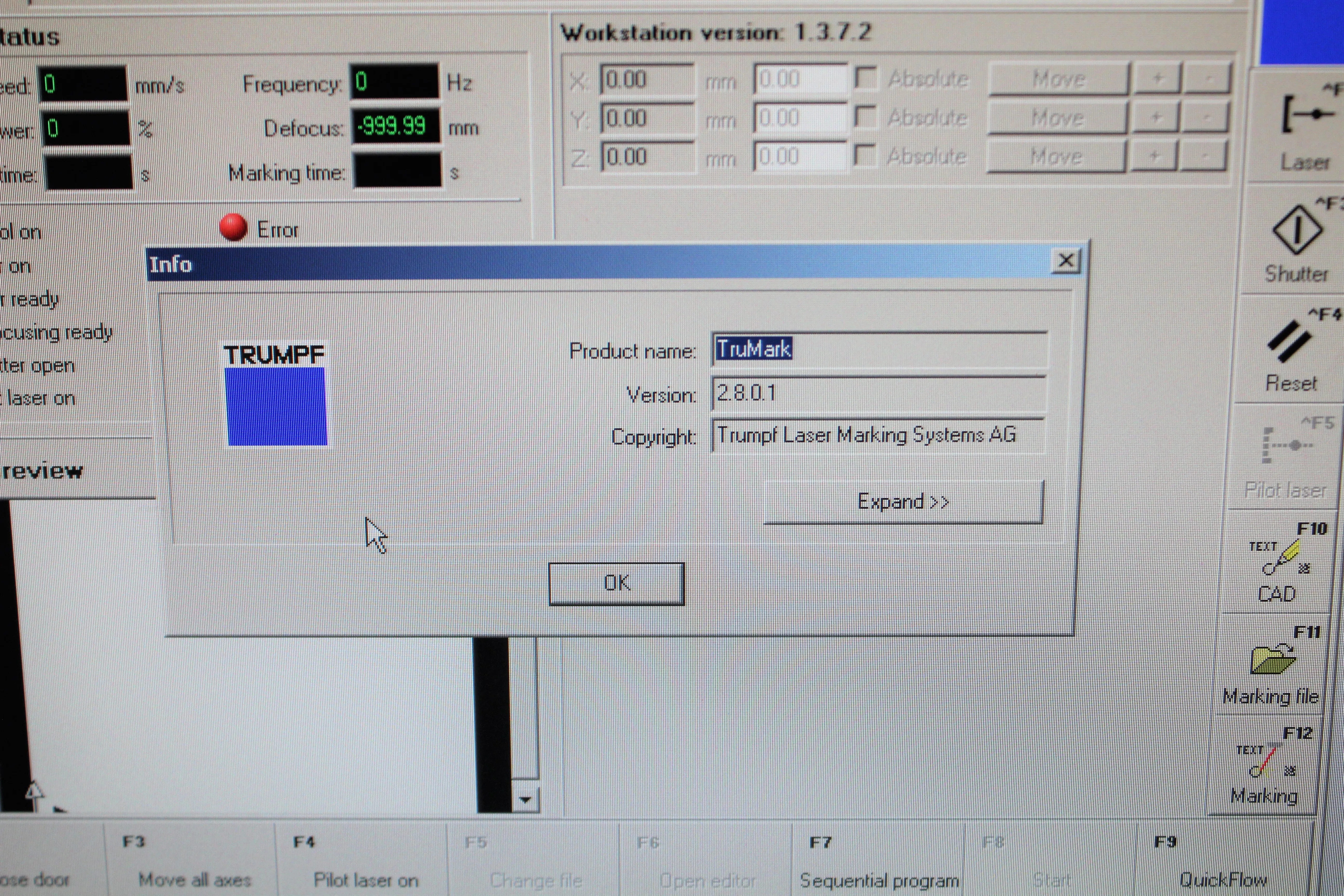 Trumpf Inc. TruMark Station 5000 - Laser Module for Marking Systems - As-Is Condition, Needs Repairs