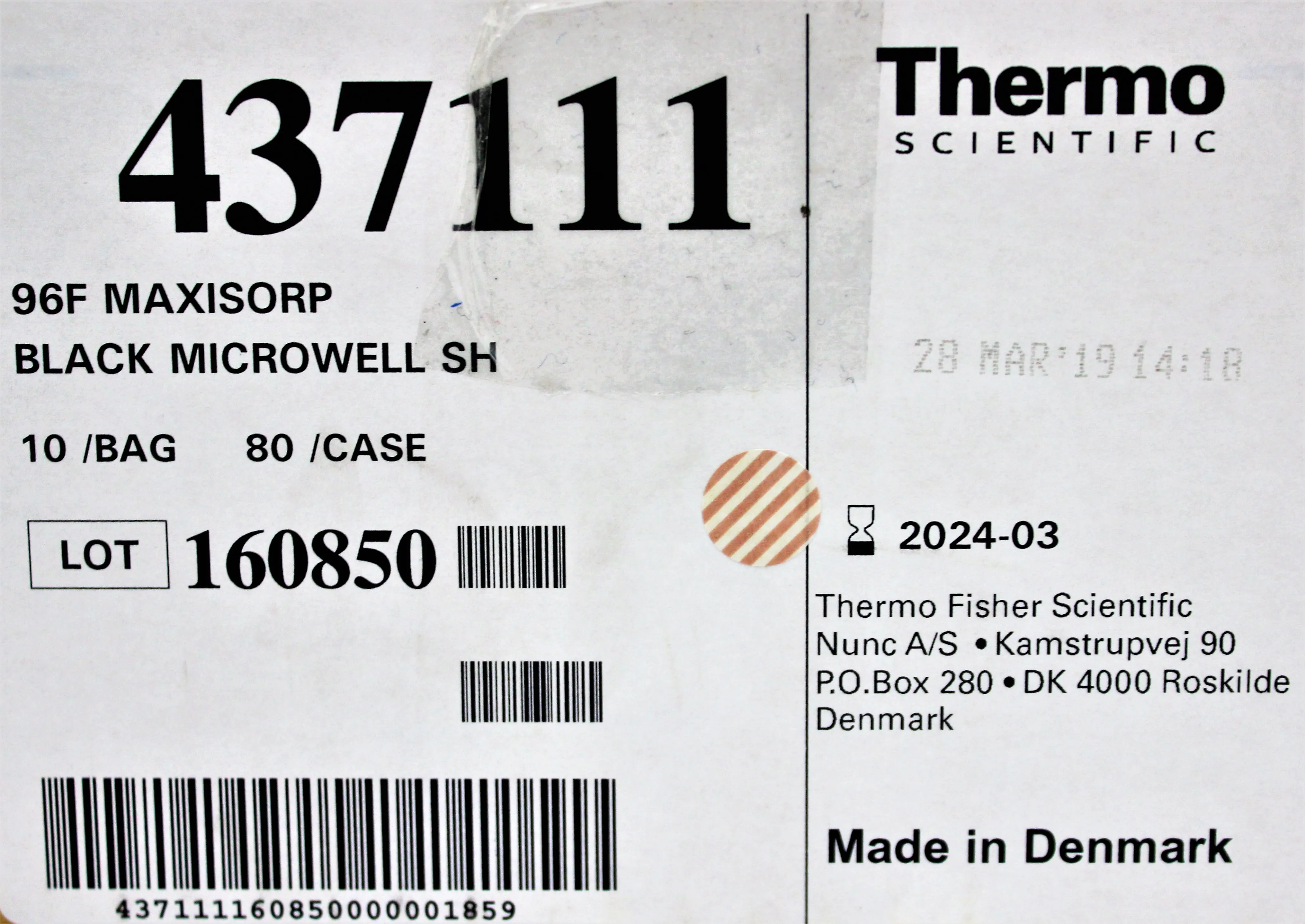 Thermo Scientific 437111- 96 Maxisorp Black Microwell SH 10/Bag, 6/case